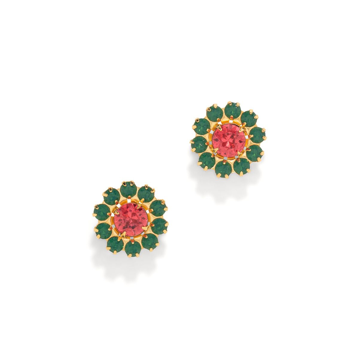 The Pink Reef Women's Pink / Purple  Tiny Georgian Stud In Indian Pink & Emerald In Neutral