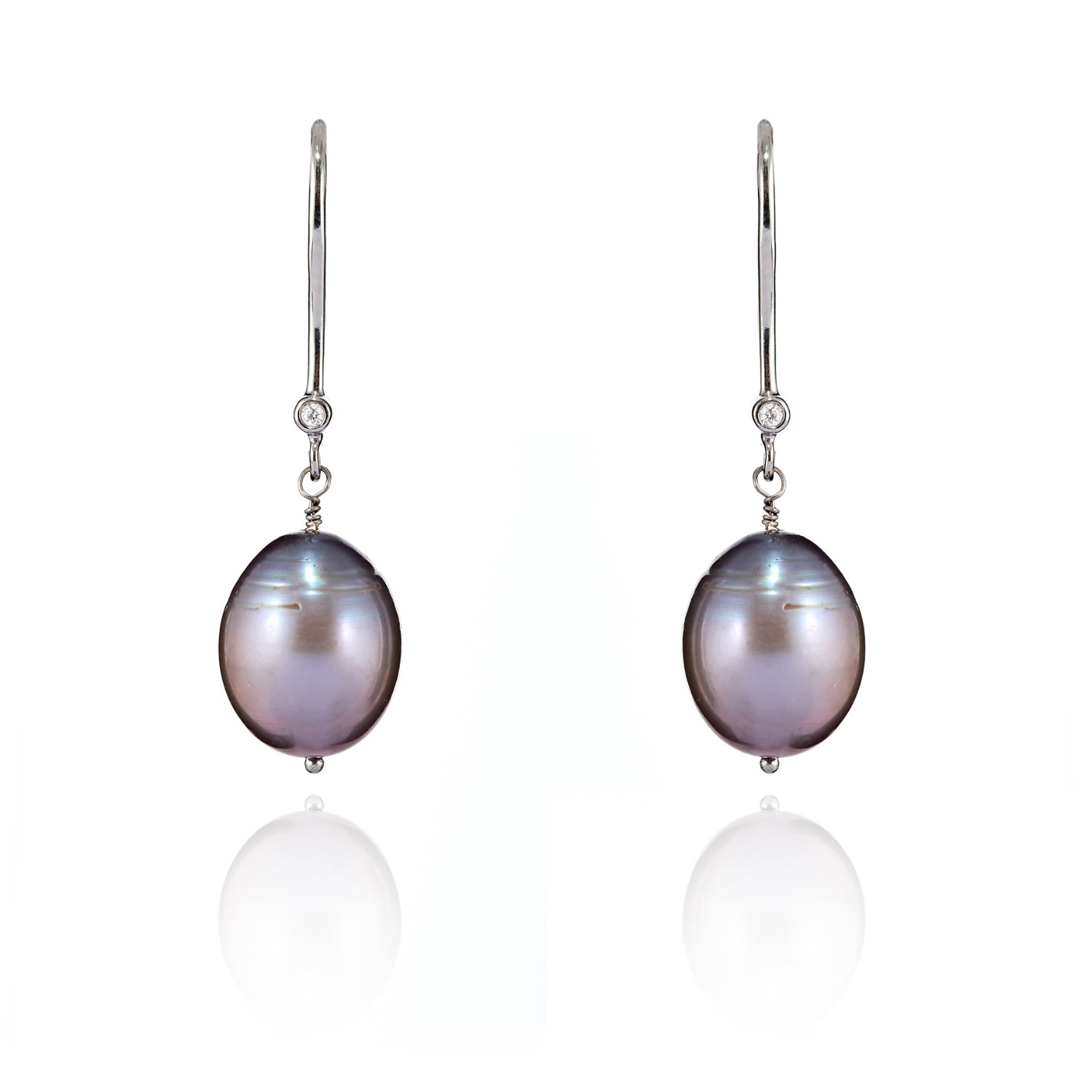 Women’s Grey / Silver Dark Grey Pearl Drop Earring Kaizarin