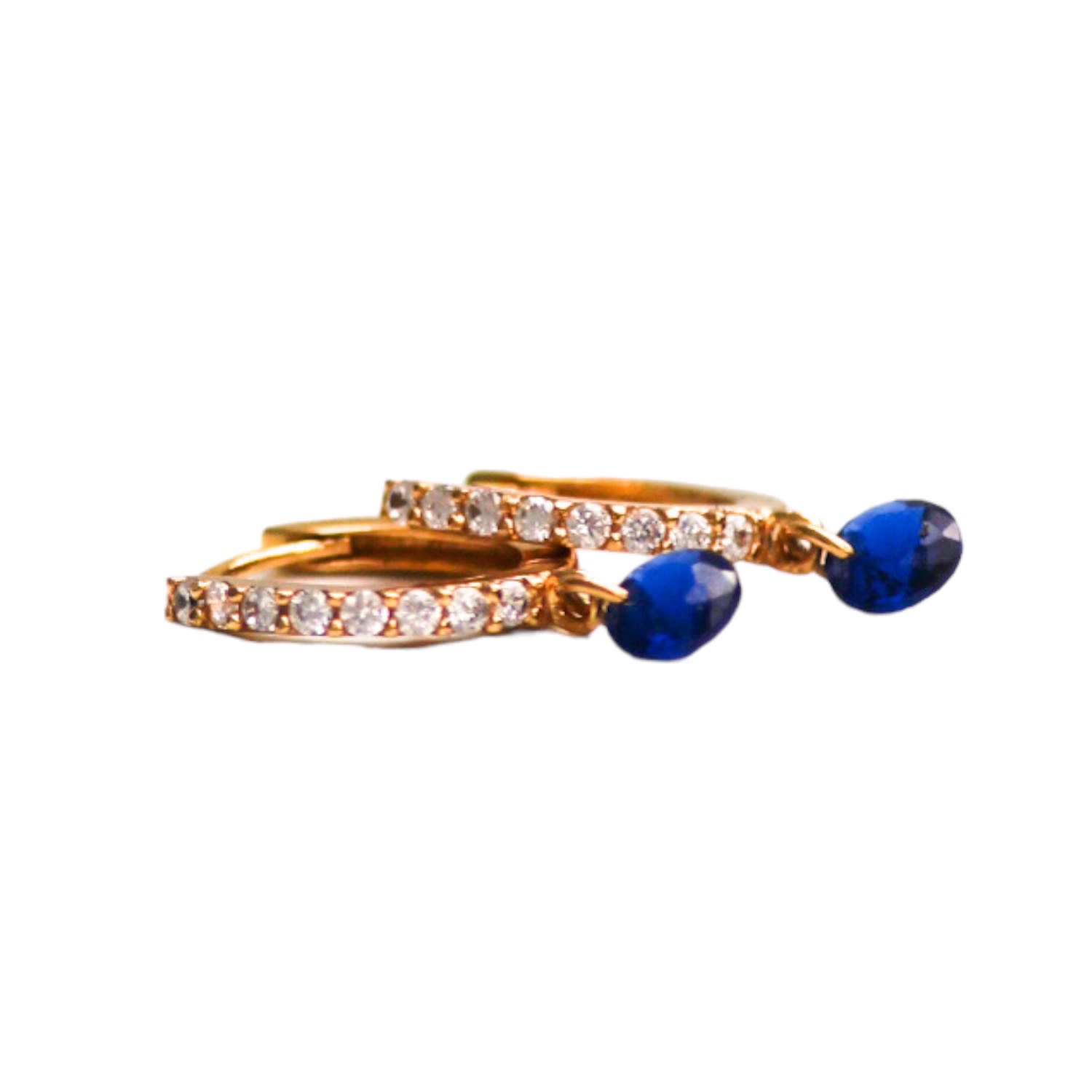 Native Gem Women's Bon Bon Circle Huggies- Blue Sapphire In Gold