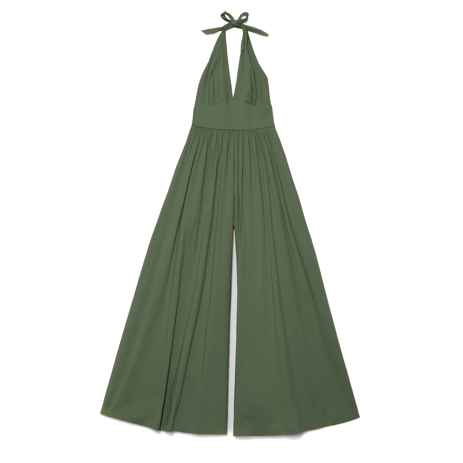 Gaffer&fluf Women's Green Khaki Halter Neck Jumpsuit In Green