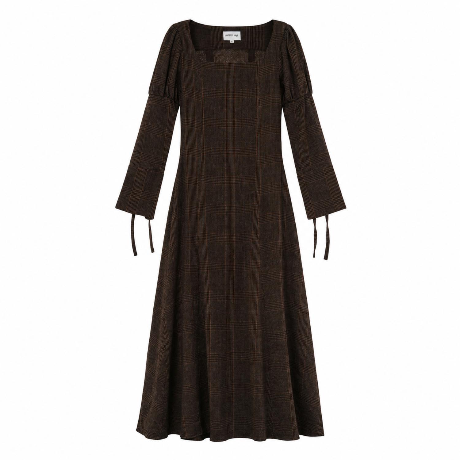 Carmen Says Plaid Maxi Dress - Brown