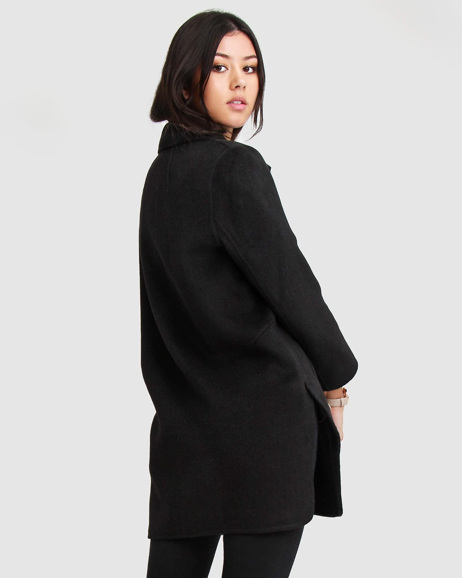 Black wool boyfriend coat 2025