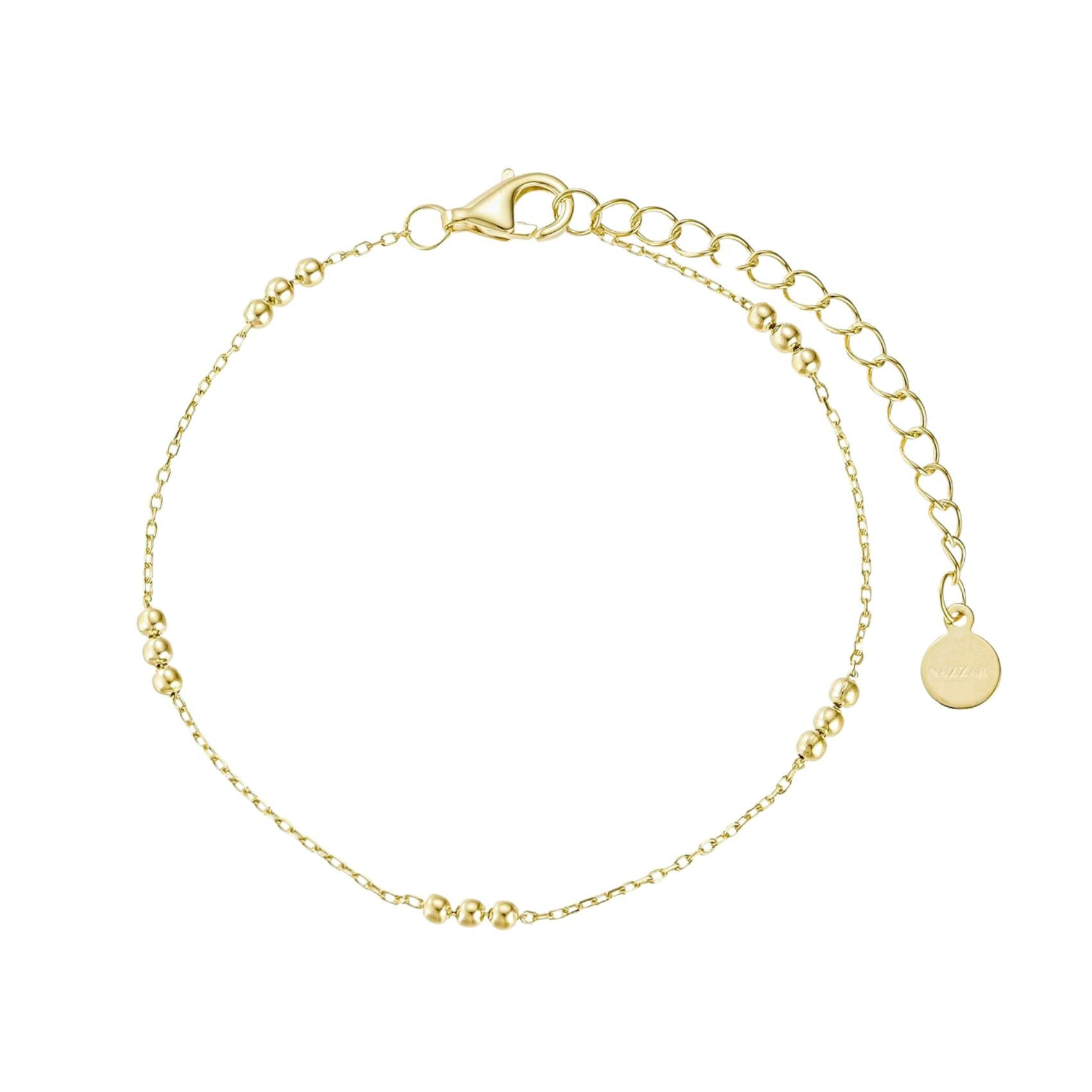 Nazzar Women's Mini Trio Gold Bead Station Chain Bracelet