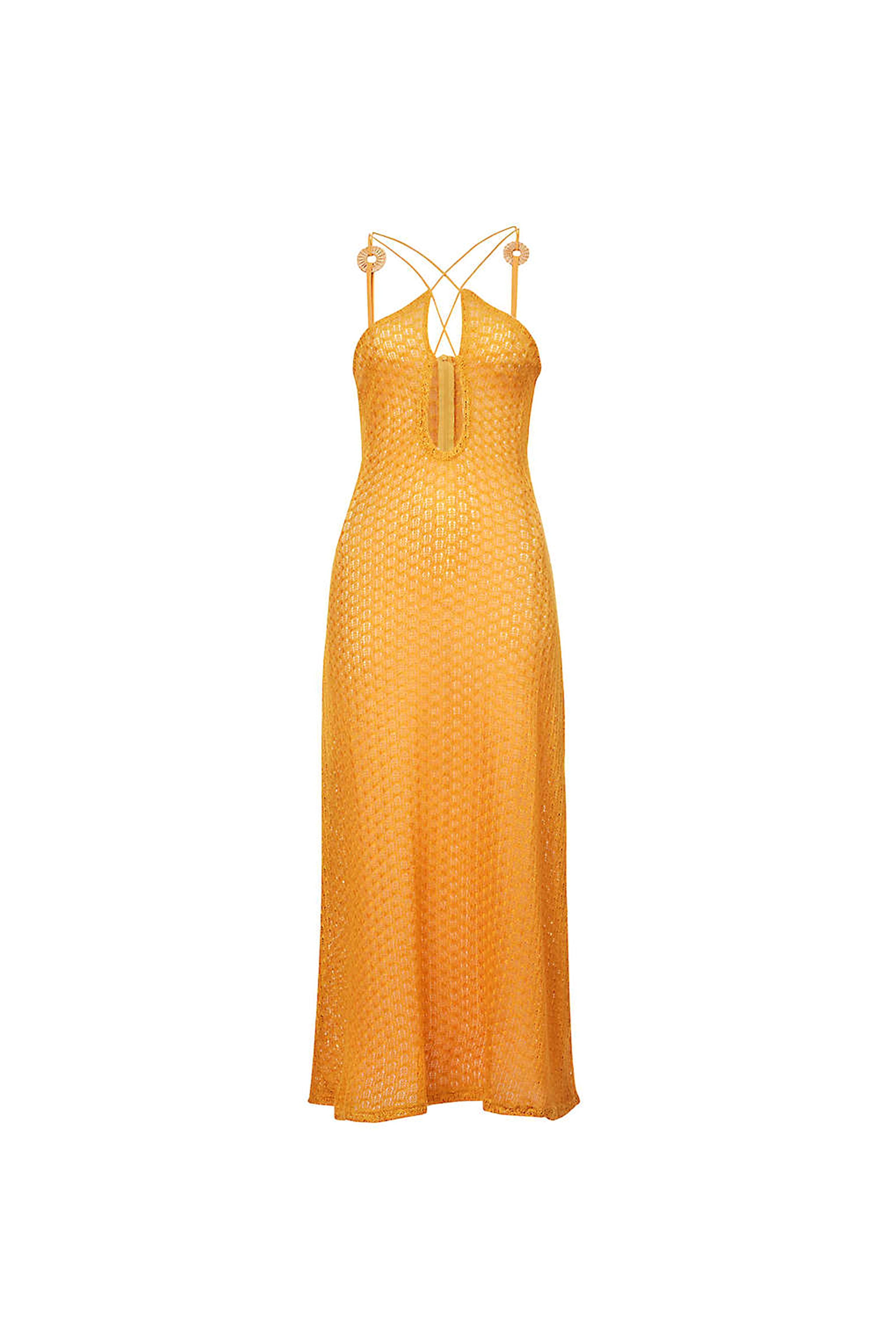 Women’s Yellow / Orange Molly Orange Crochet Halter Neck Midi Dress Medium Amy Lynn