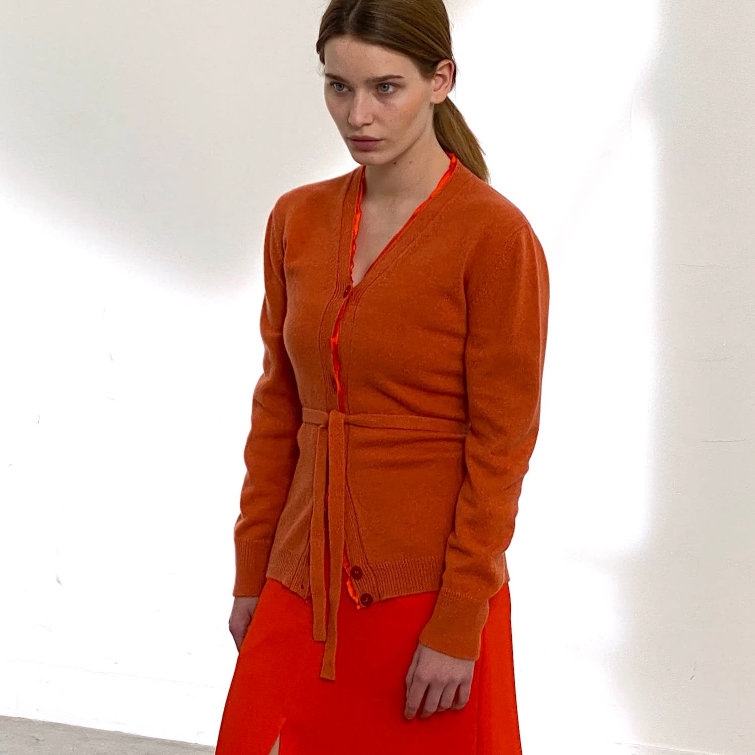 burnt orange cardigan