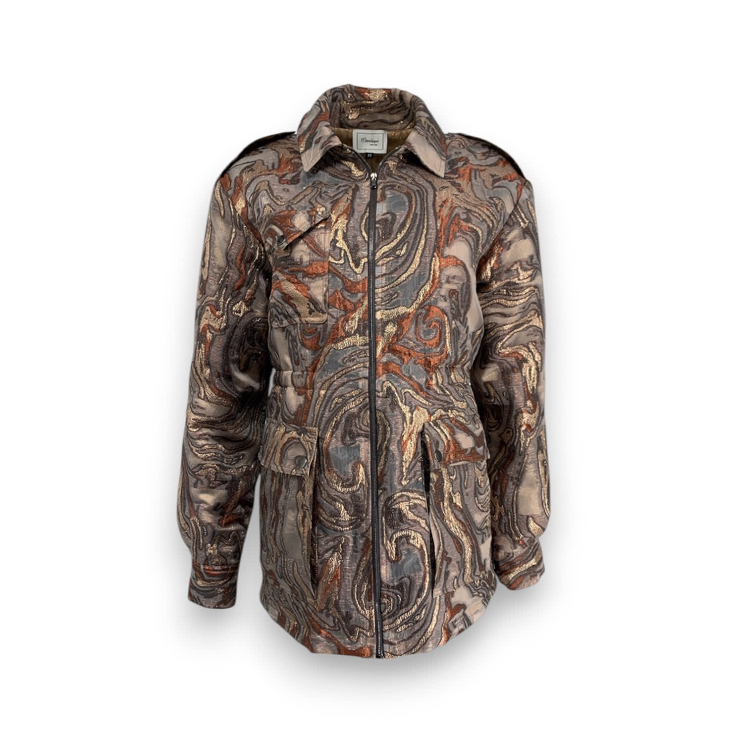 Women's Gold / White / Brown Après Ski Wearable Art Jacket | S/M | Monzlapur New York
