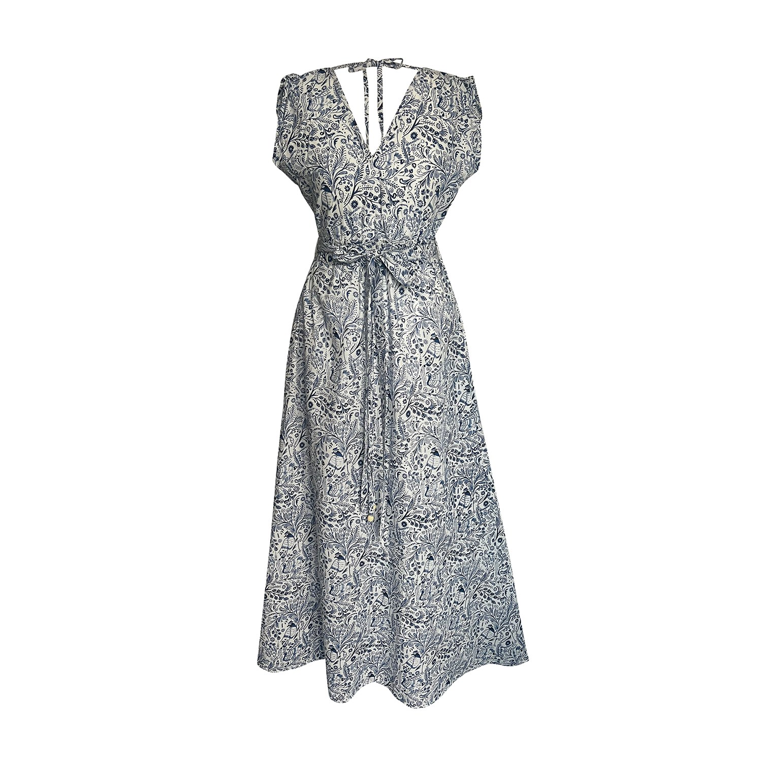 Toma Women's Blue / White Sardinia Wave Dress In Blue/white