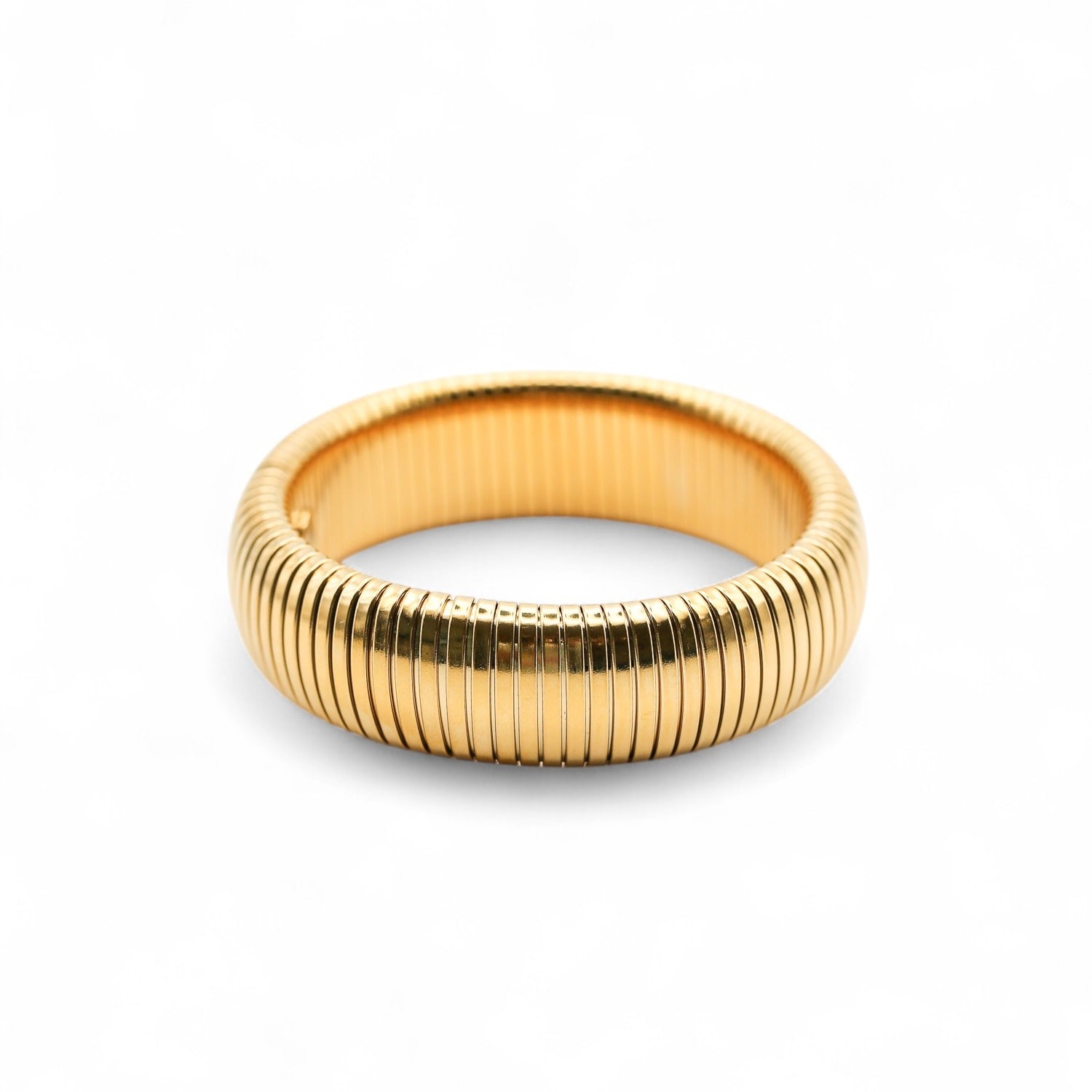 Miss Cecilia Women's Gold Ribbed Flex Bangle In Gold