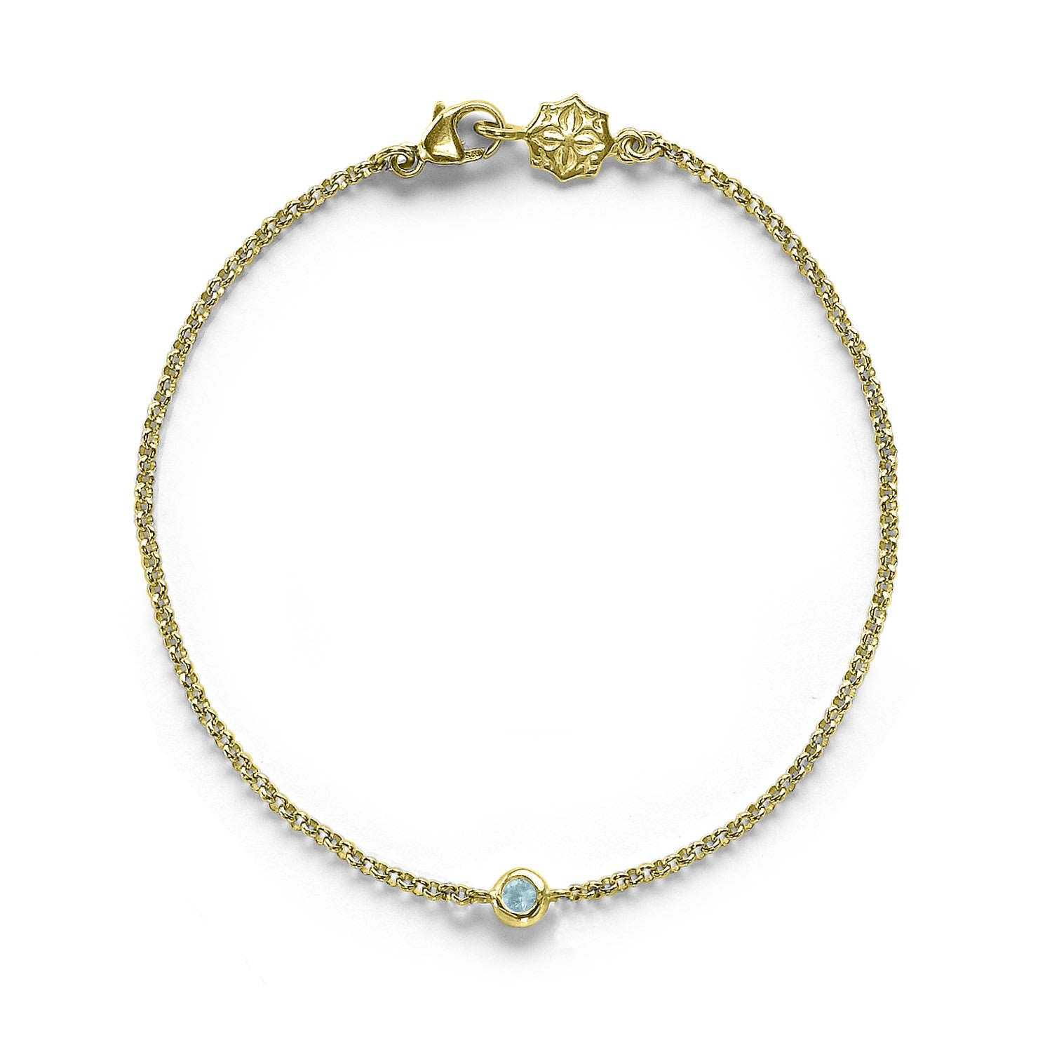 Women’s Single Aquamarine Dewdrop Chain Bracelet In Gold Vermeil Dower & Hall