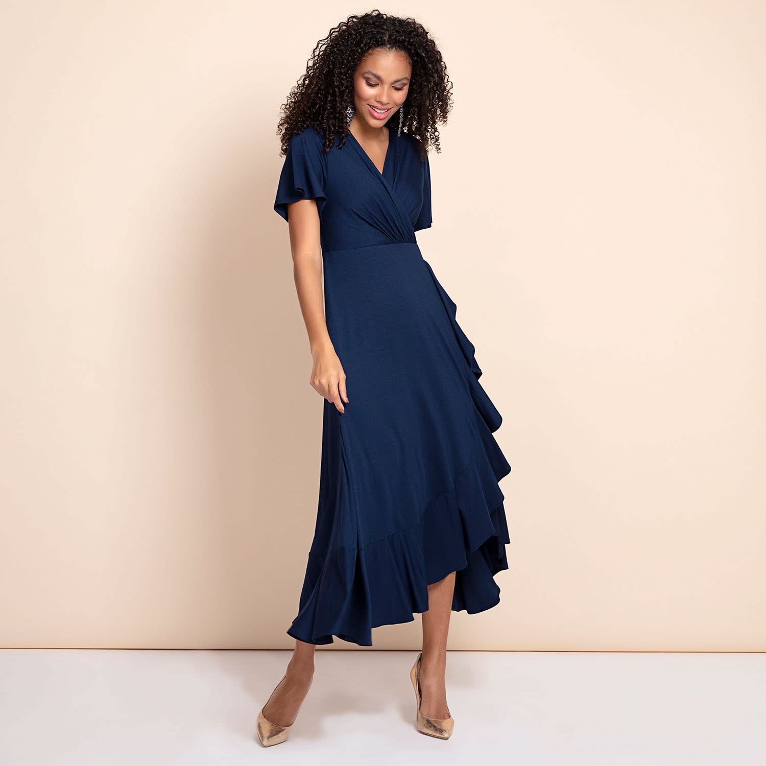 scarf tie flowy midi dress Brown Maxi Dress - Vivianne Scarf Tie - Size 0 to 12