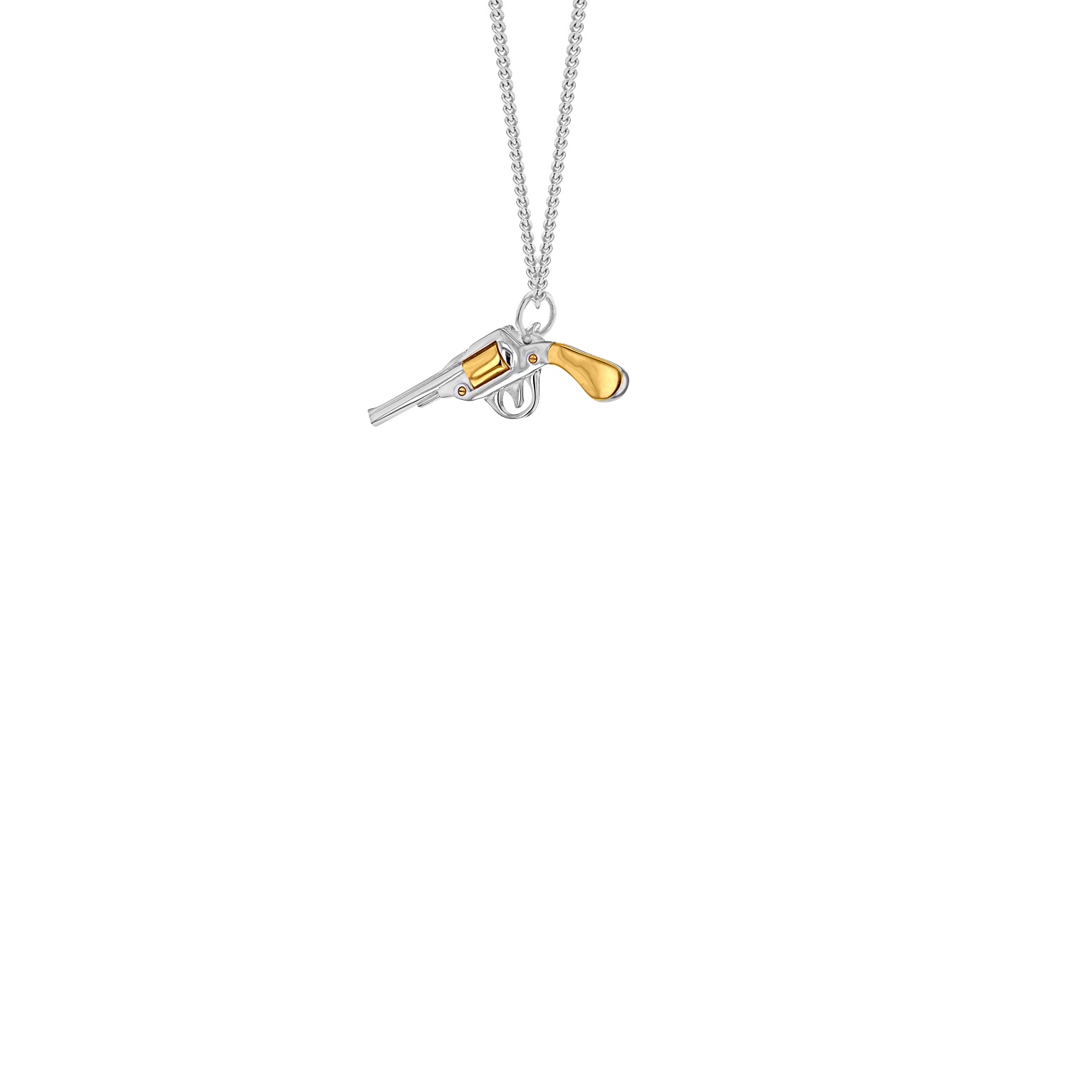 True Rocks Women's Sterling Silver & 18kt Gold-plated 2 Tone Retro Pistol Mini Pendant In White