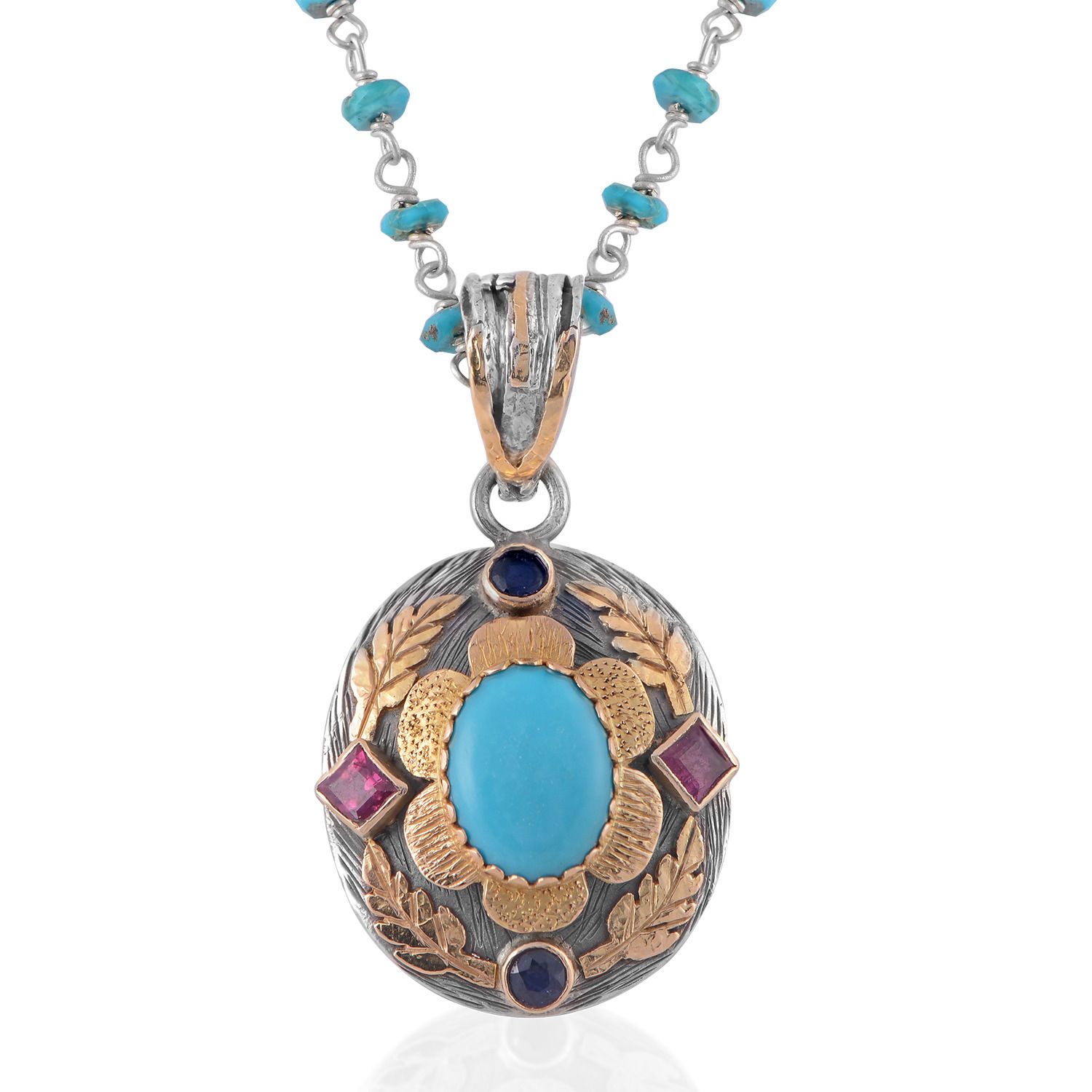 Women’s Blue Ishana Turquoise Ruby Sapphire Pendant Emma Chapman Jewels