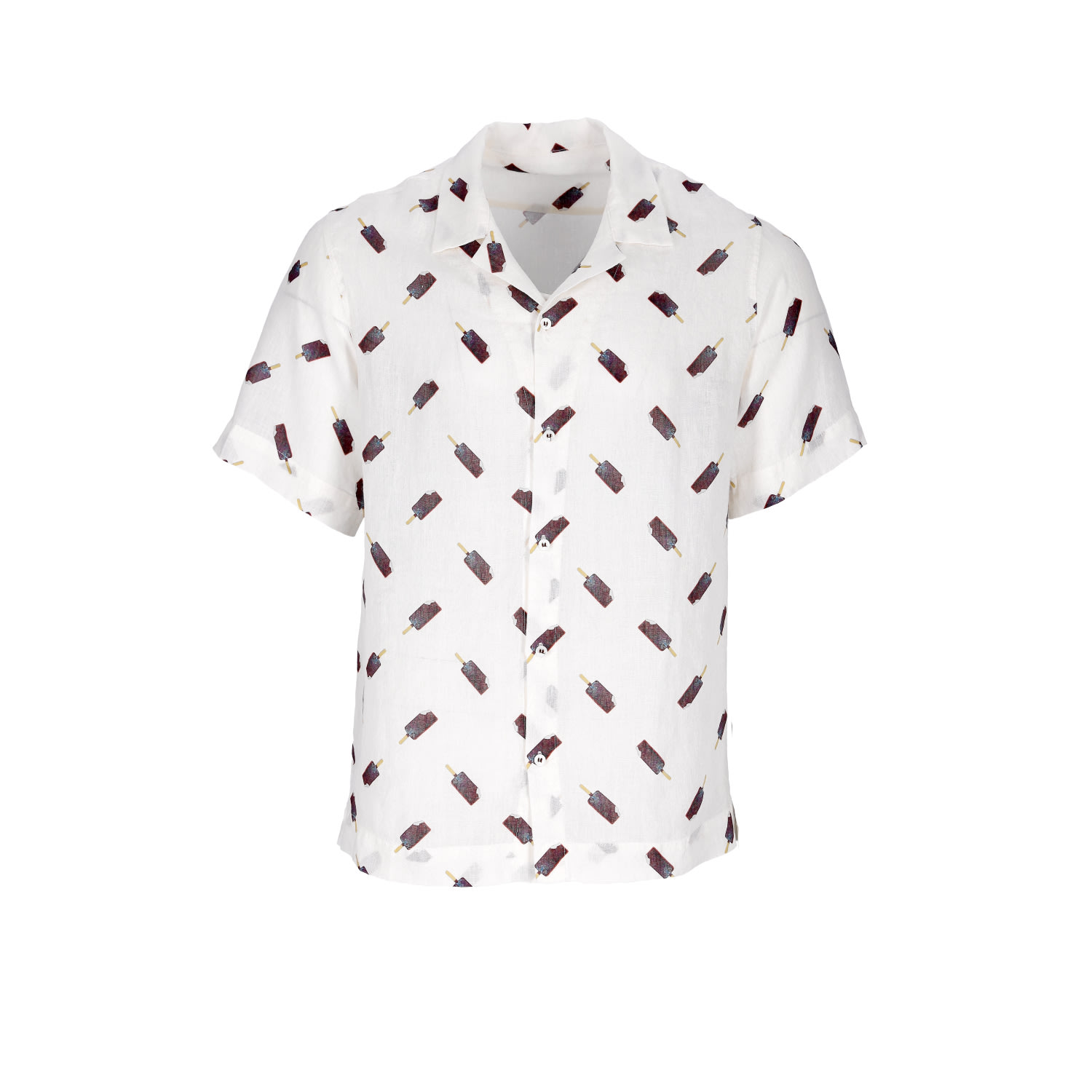 DECOFLUX HOME MEN'S LINEN WHITE SHIRT "ICE-CREAM"