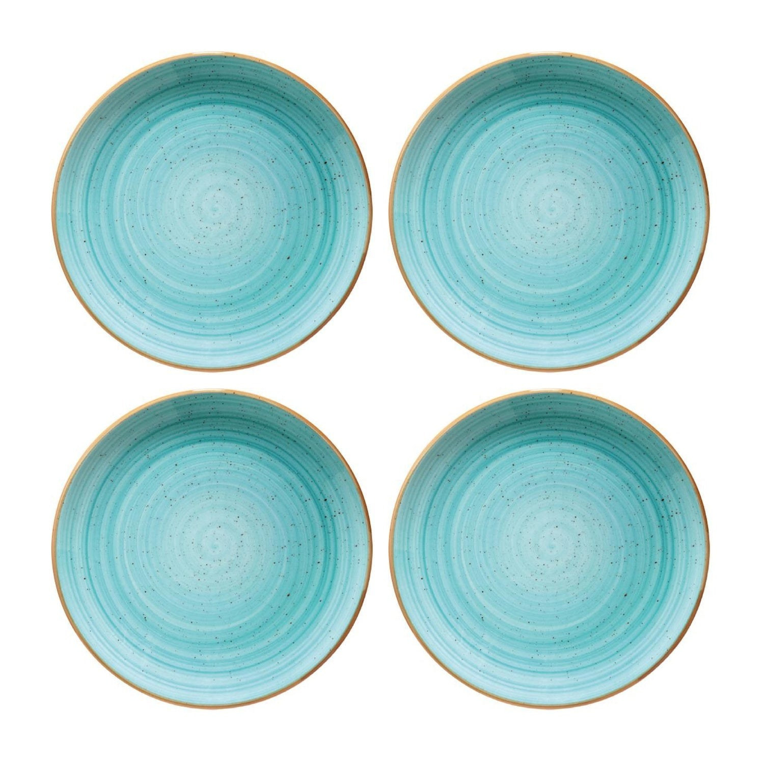 Turgla Home Aqua Round Blue Porcelain Dinner Plate Set Of Four