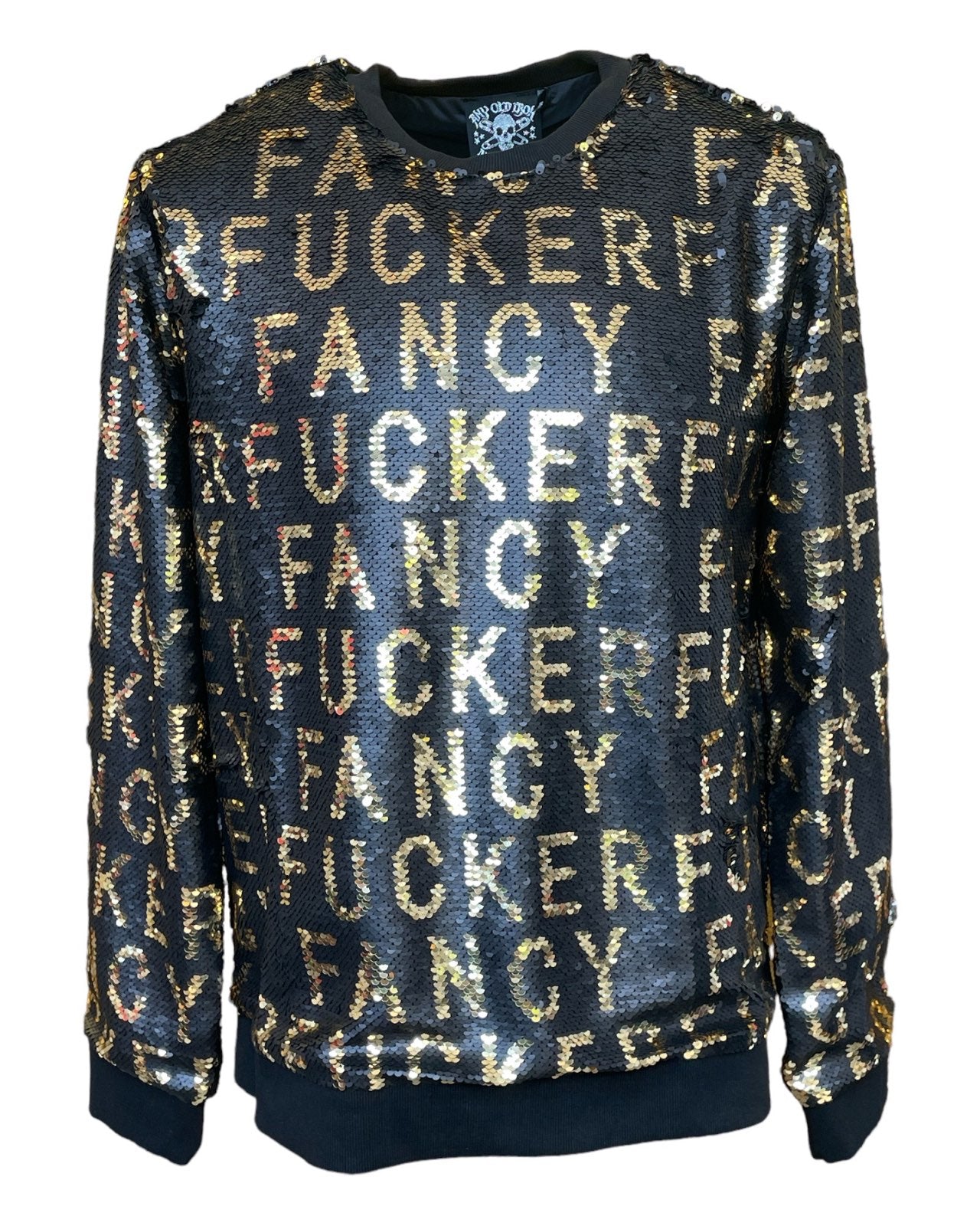 Gold / Black Any Old Iron Men’s Sequin Fancy Fucker Sweatshirt 3Xl