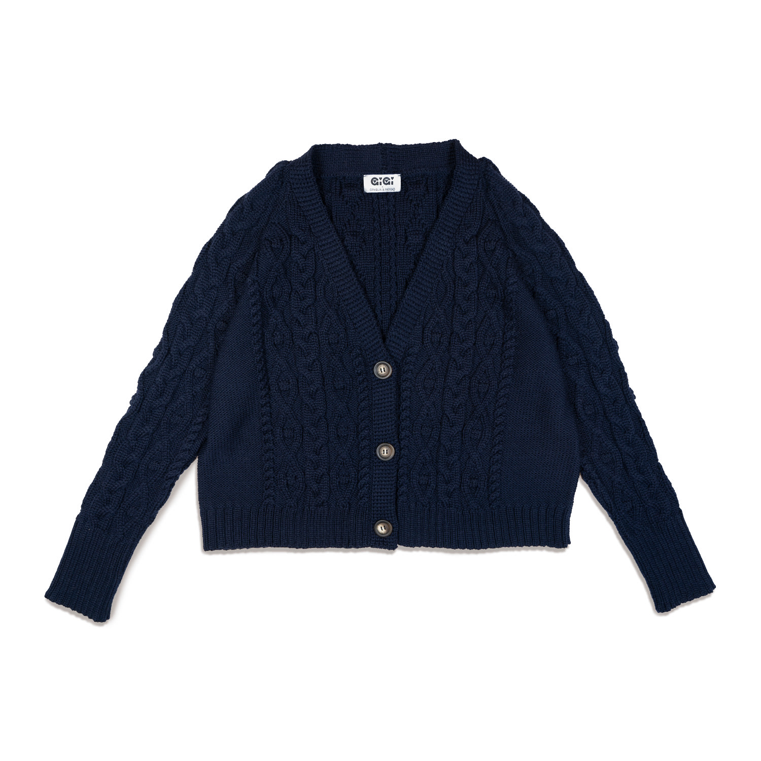 Gigi Knitwear Women's Blue Cable Cardigan In Navy Gigi + Ophelia & Indigo In Blue