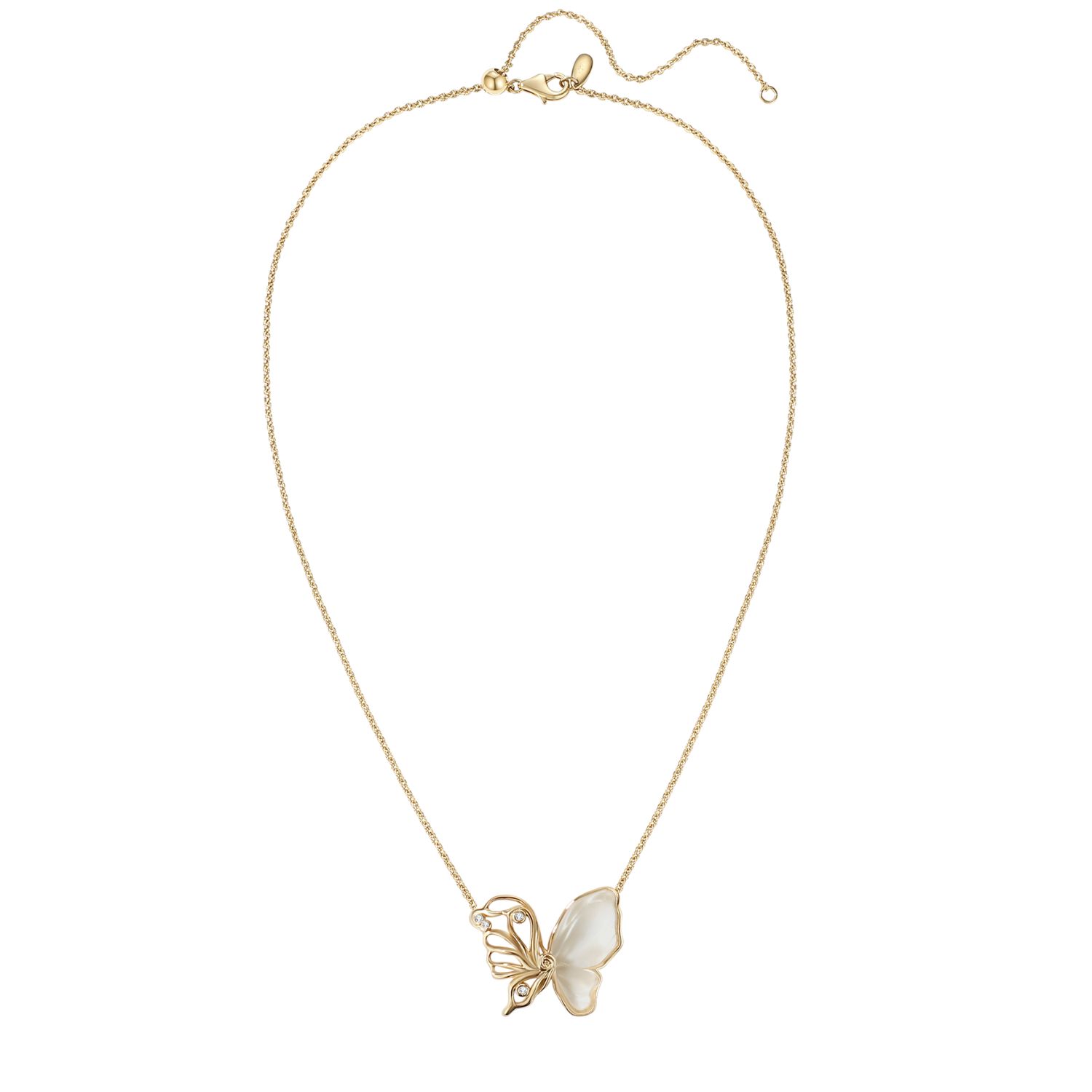 Retro Chic Women's Gold / White Butterfly Serenade Necklace In Multi