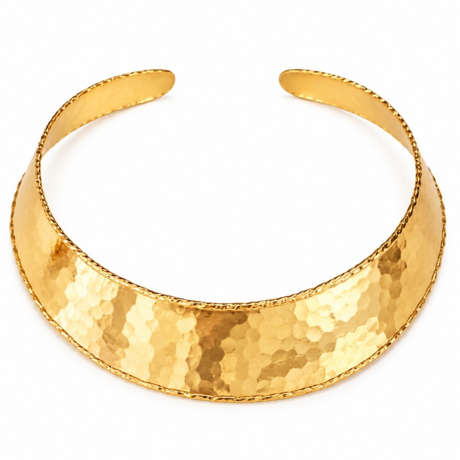 Vstyle Women's Hammered Gold Collar Necklace