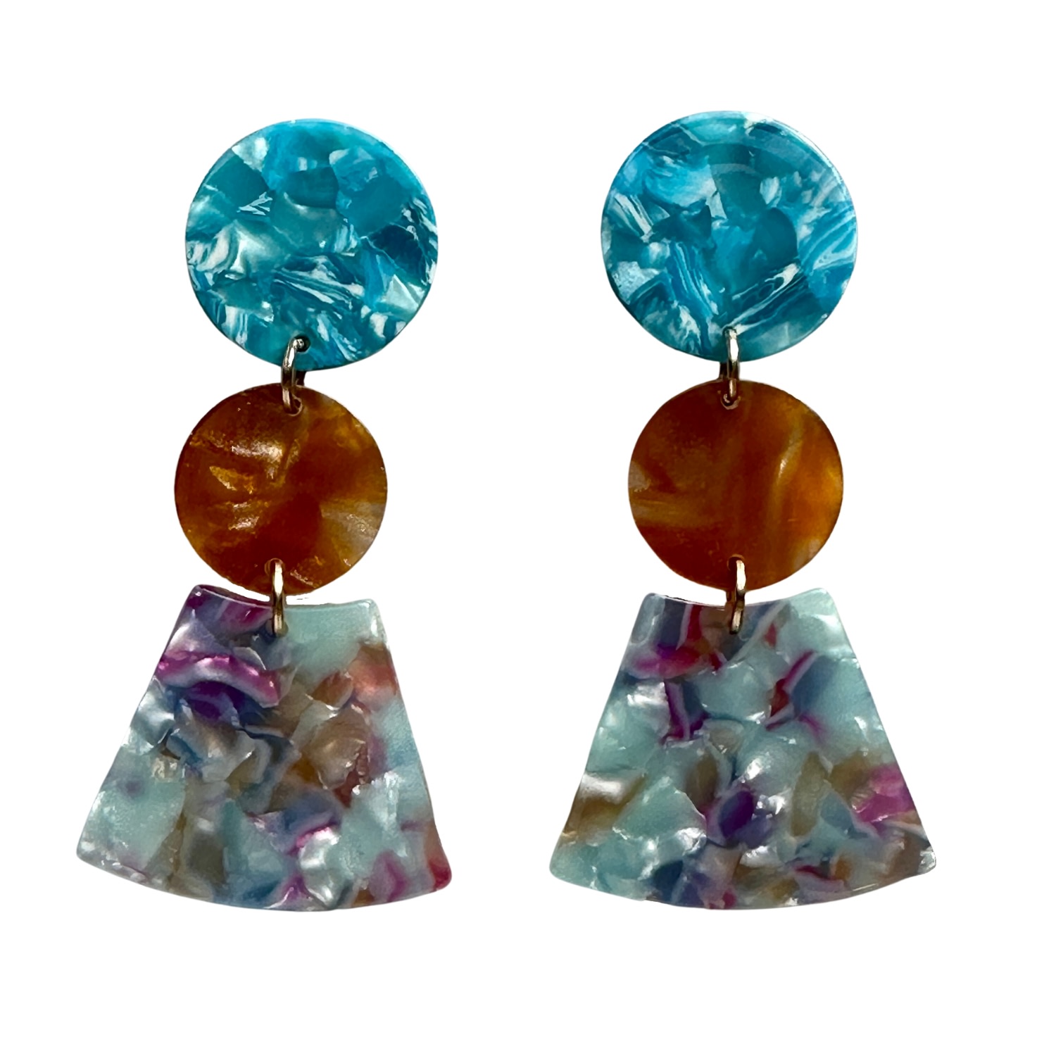 Women’s Blue / Yellow / Orange Circle Fan Drop Earrings In Belle Bottom Blues Closet Rehab