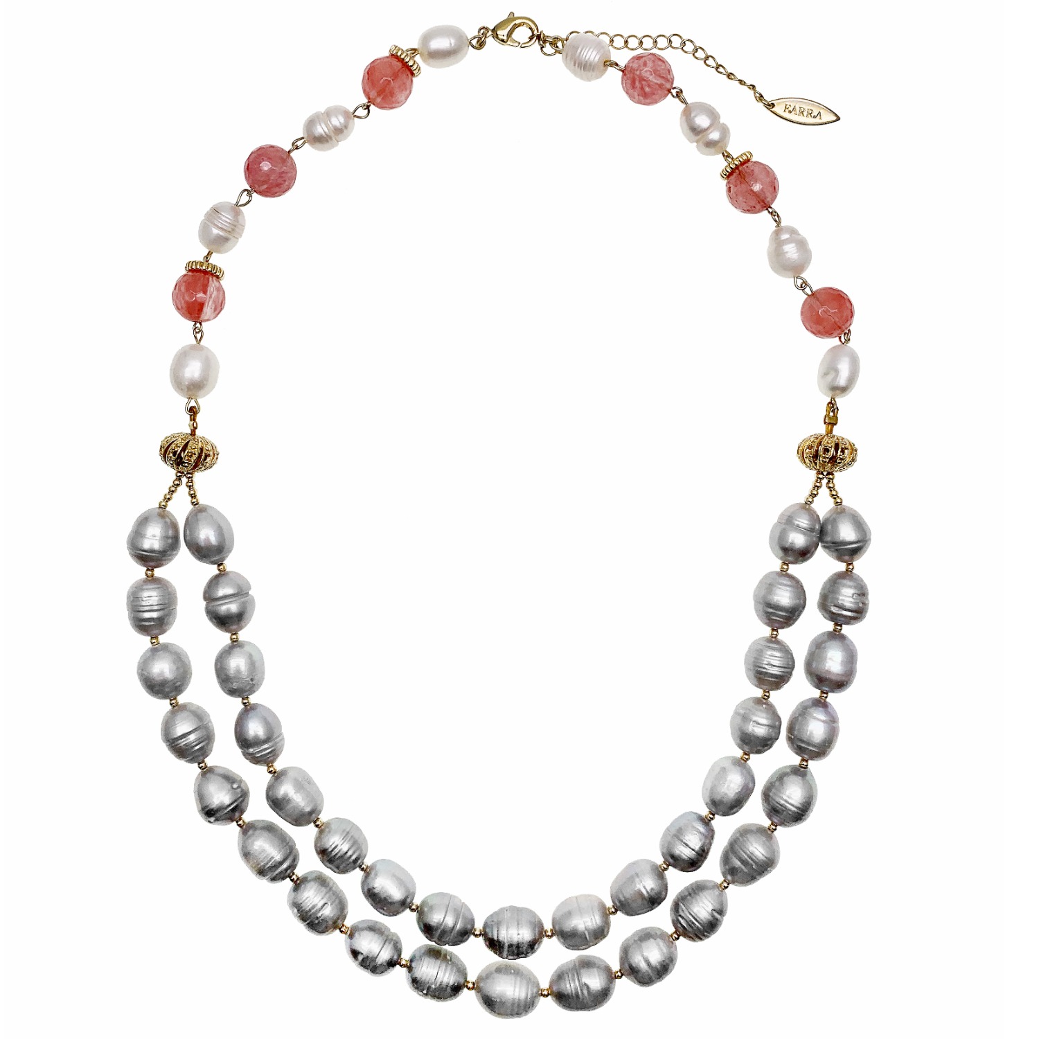 Grey Freshwater Pearl Large Double Strand Necklace