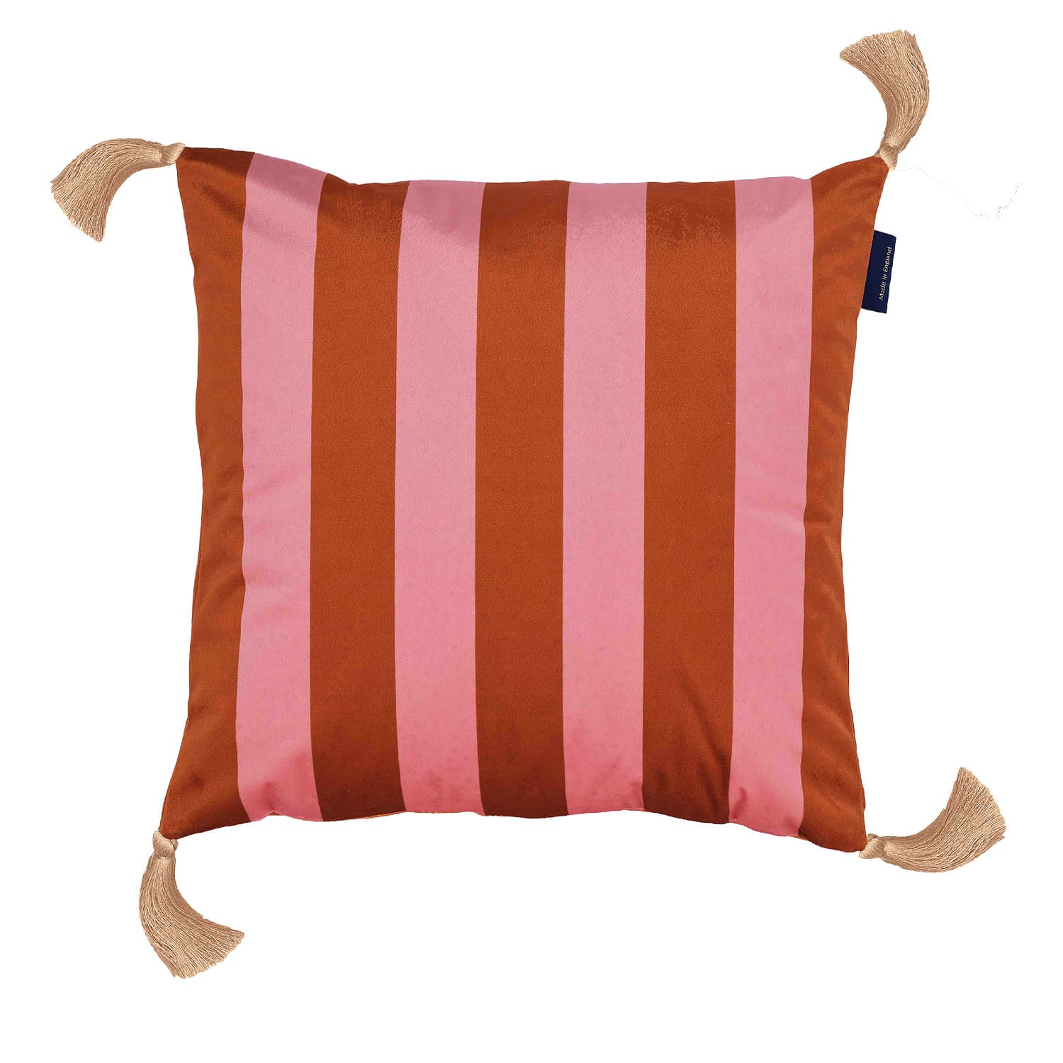 Trapeze Boy Velvet Cushion Burnt Orange With Striped Back | Melody