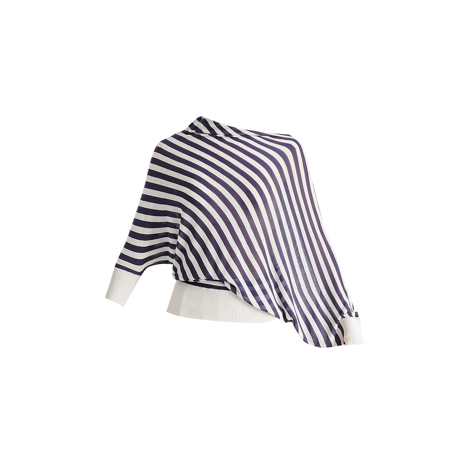Paisie Women's Draped Knit Top In White And Navy In Blue/white