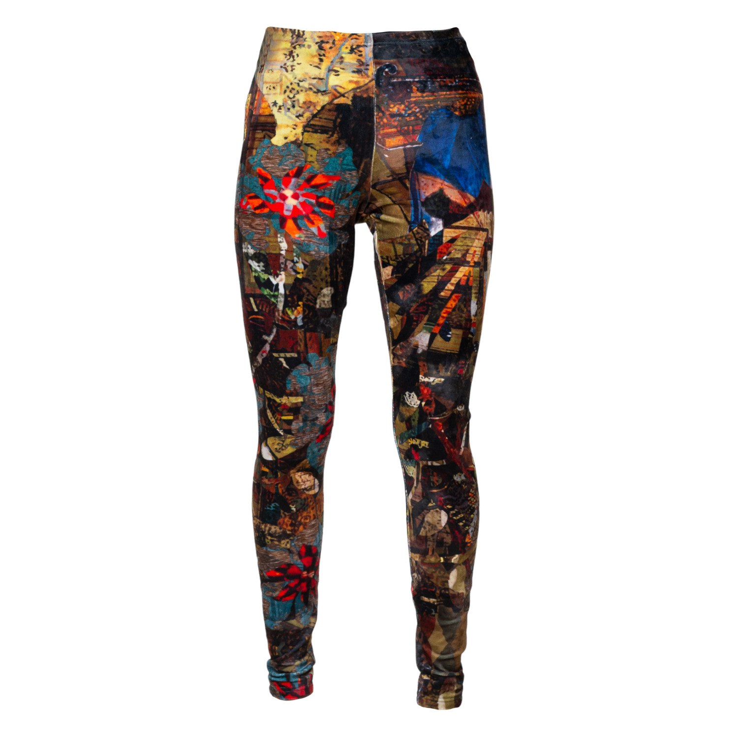 Women’s Bloom Printed Velvet Leggings Large Artista