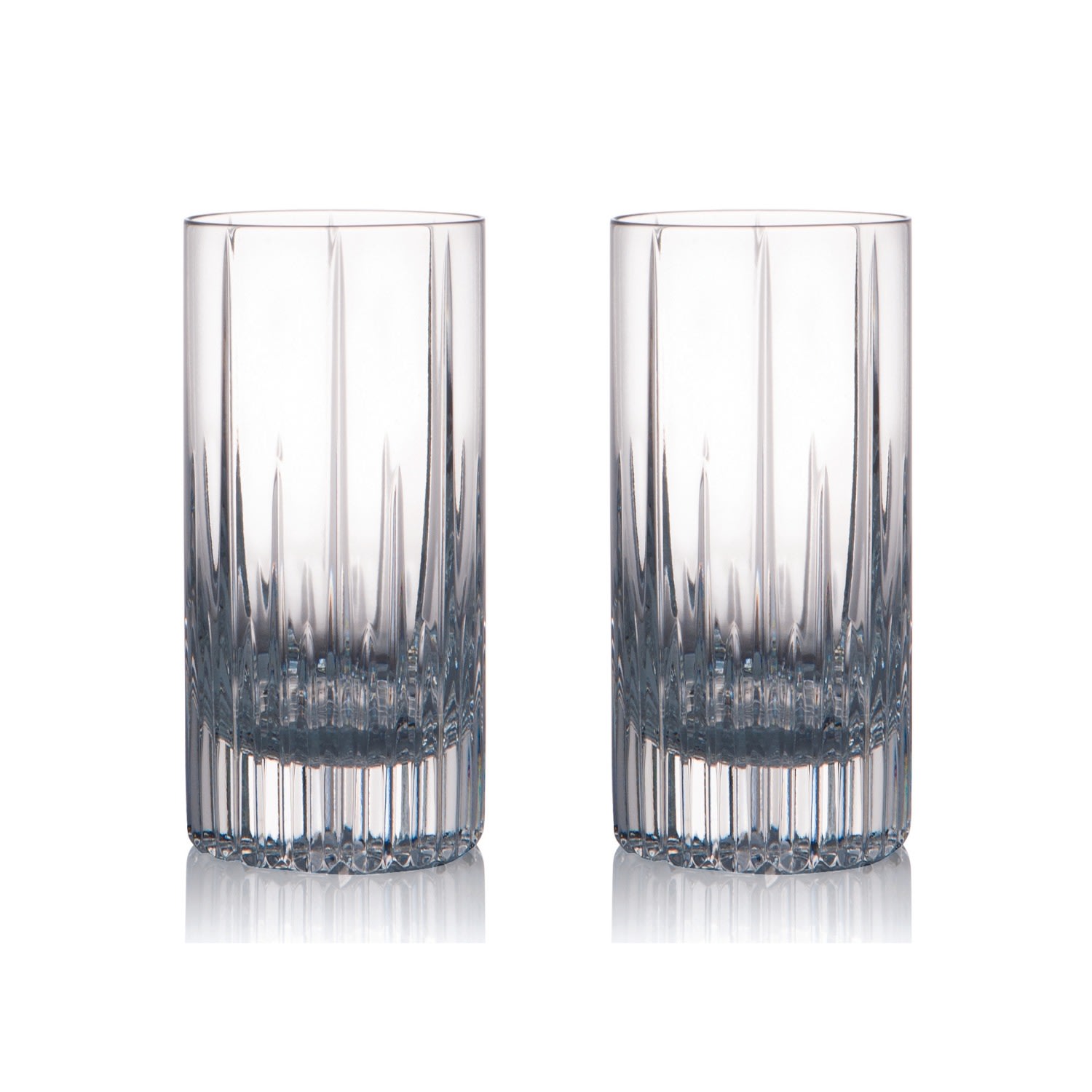 Eliská Pair Of Crystal Skylight Highball Glasses In Transparent