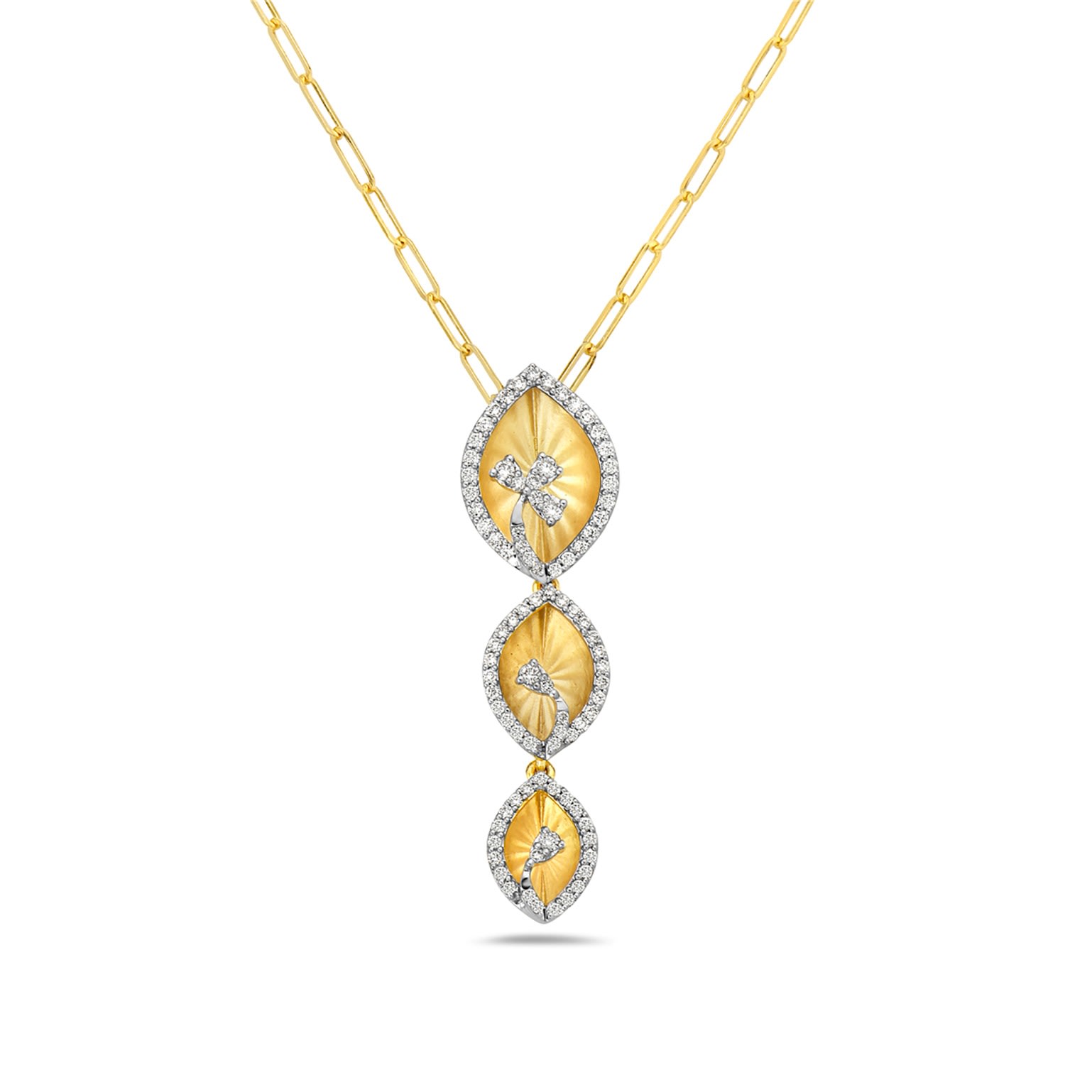 Artisan Women's Gold / White Geometric Three-tier Diamond Necklace Pendant In Gold In Gold
