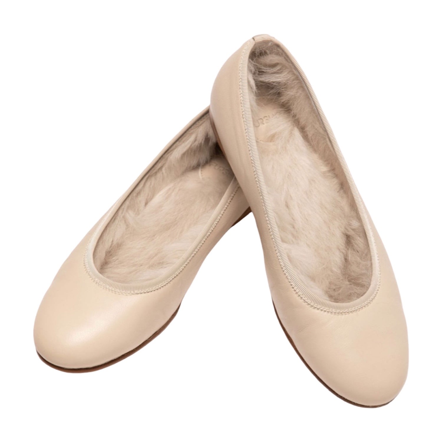 Women's Neutrals Classic Shearling-Lined Ballerinas | 38 | Fursho