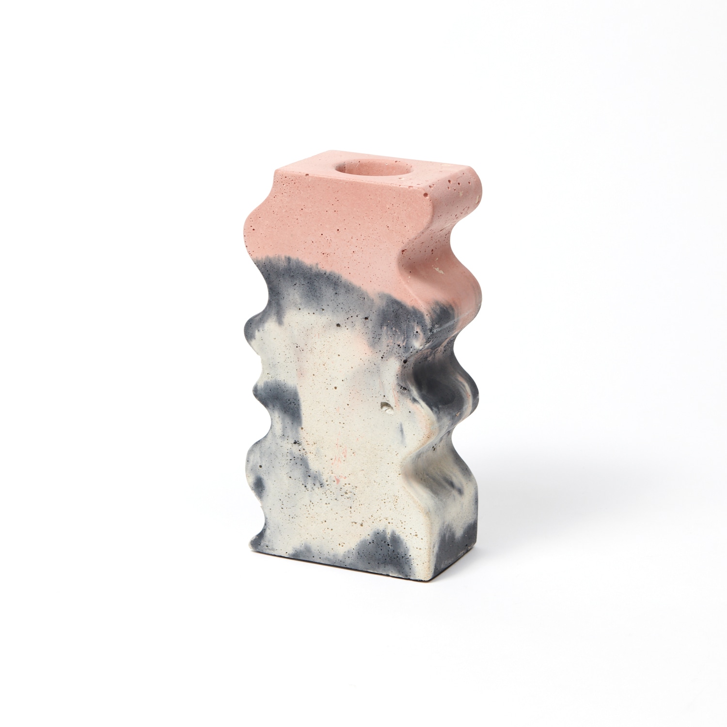 Black / White / Rose Gold Concrete Wiggle Vase - Blush Pink, Charcoal & White Smith & Goat