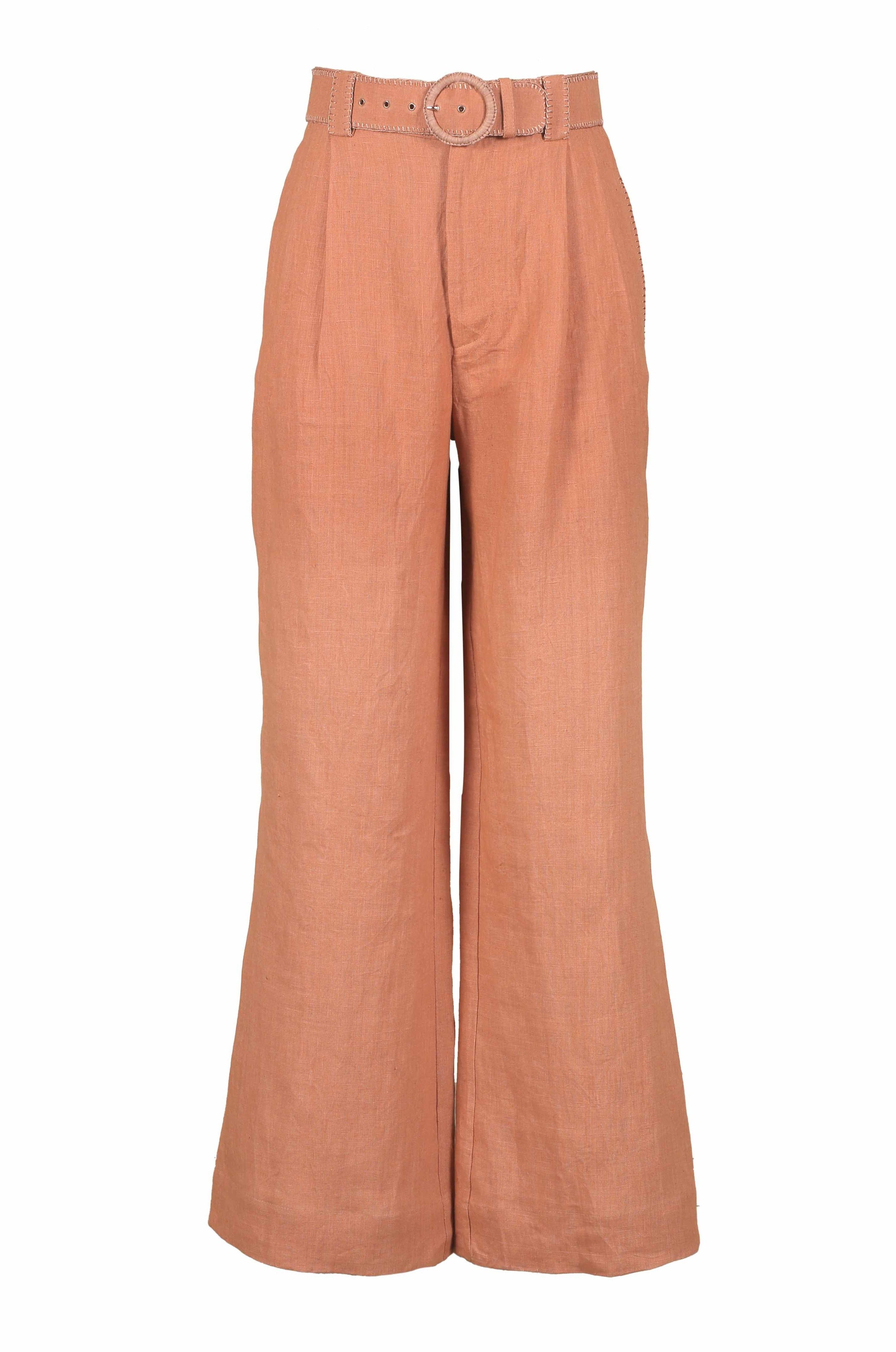 Lulu Zagame Women's Yellow / Orange / Rose Gold Pleated Trouser In Light Bronze In Yellow/orange/rose Gold