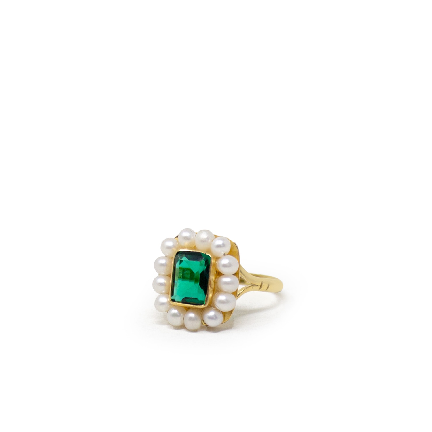 Women’s Green / Gold Luccichio Green Quartz And Pearl Stacking Ring Vintouch Italy