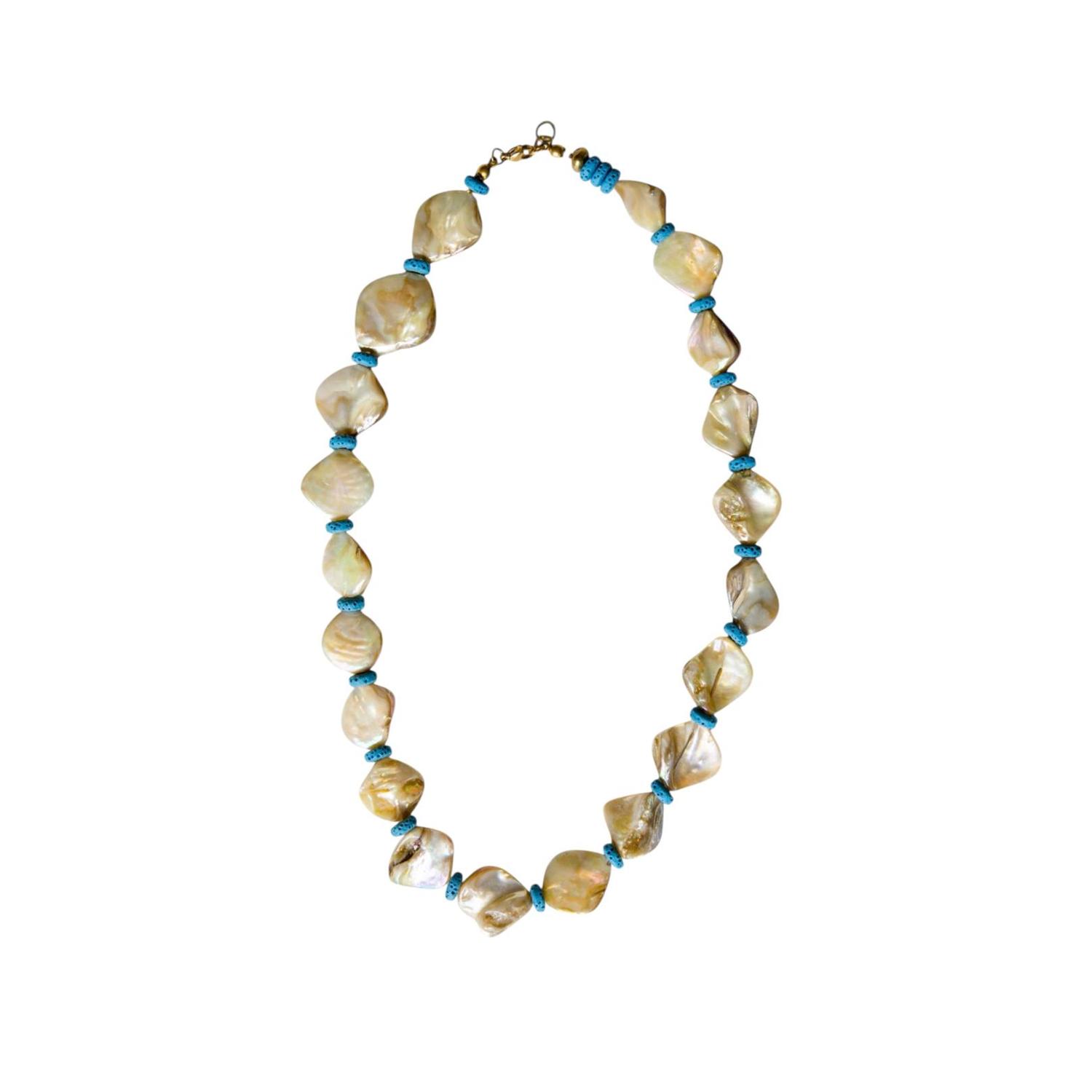 Sunset Magic Studio Women's Blue / Neutrals Magical Shell - Mother Of Pearl Necklace In Blue