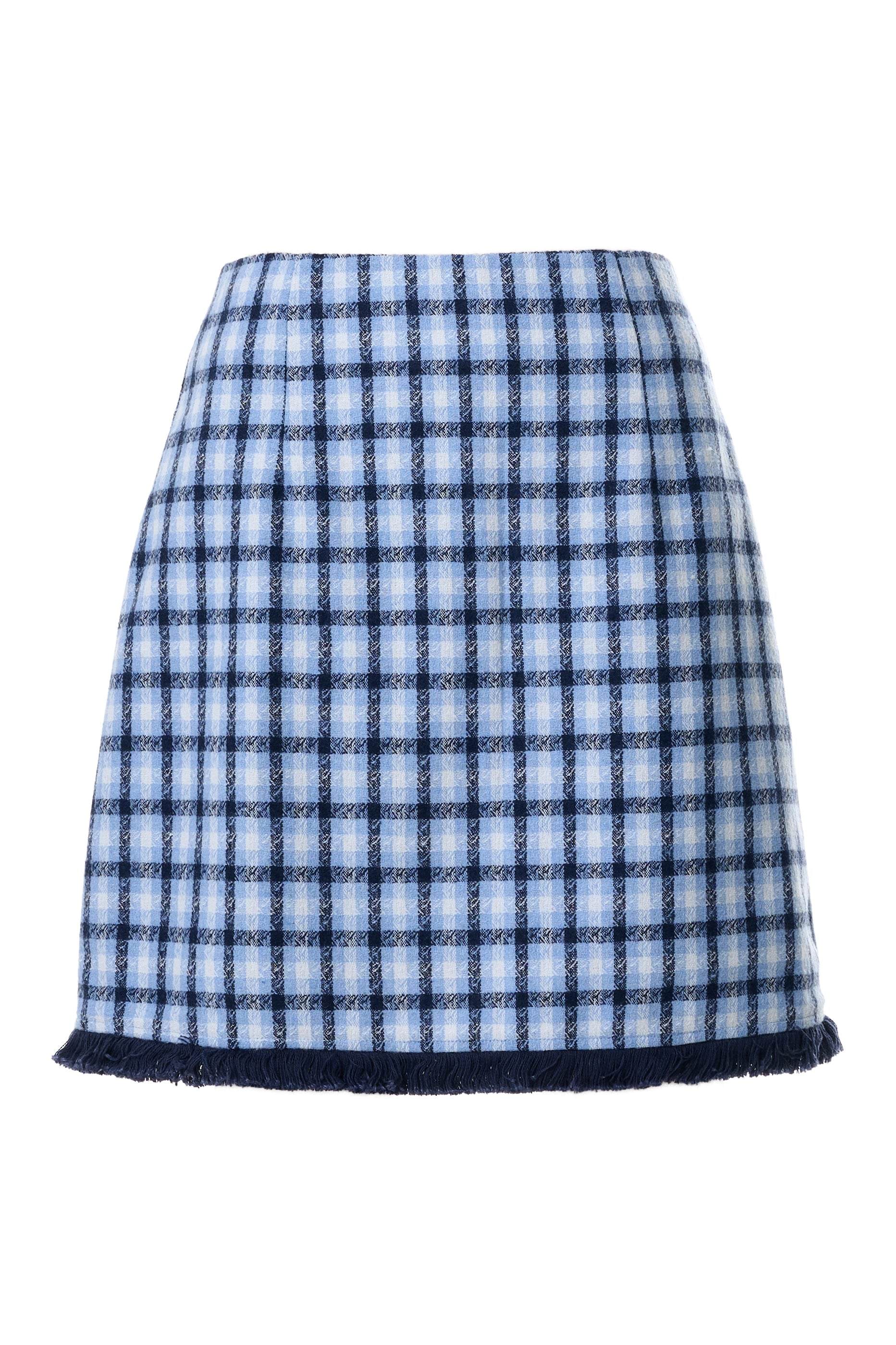 Louche Women's Blue Aubin Spring Tweed A-line Mini Skirt In Blue