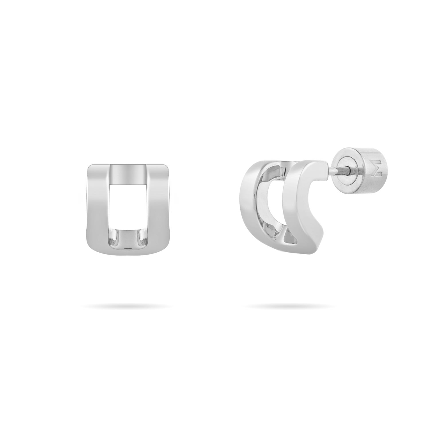 Meulien Curved Rectangle Stud Earrings In Grey