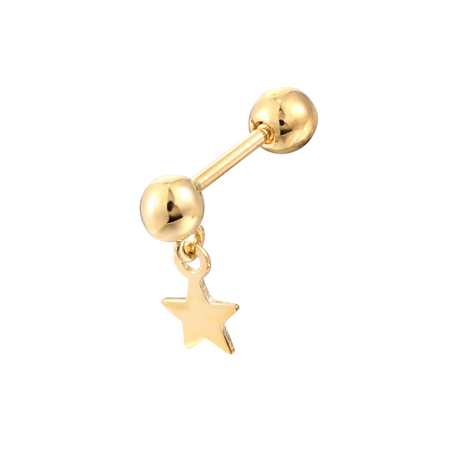 Women’s 22Ct Gold Vermeil Tiny Star Charm Barbell Stud Seol + Gold