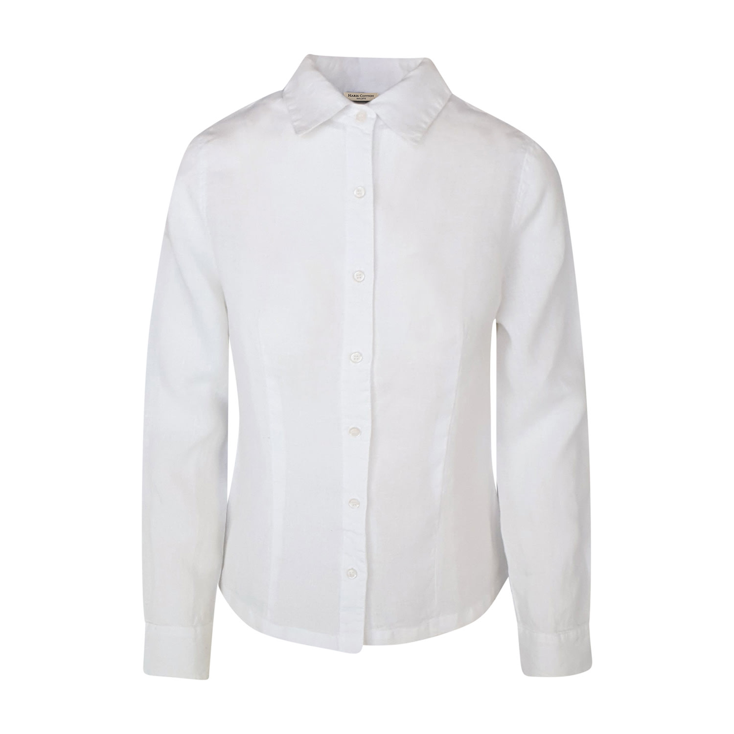 Haris Cotton Women's Linen Long Sleeved Shirt With Darts - White