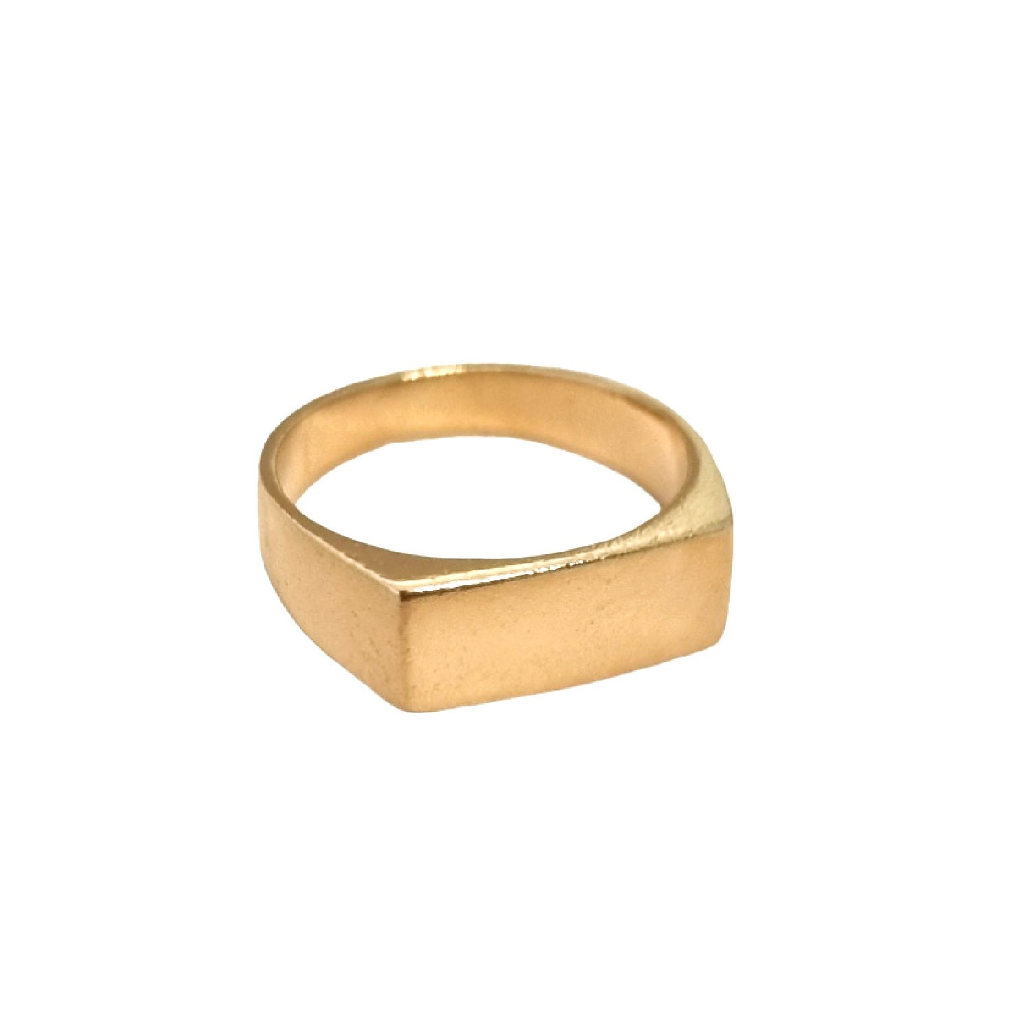 Women’s Yellow Gold Plated Rectangle Signet Ring Posh Totty Designs