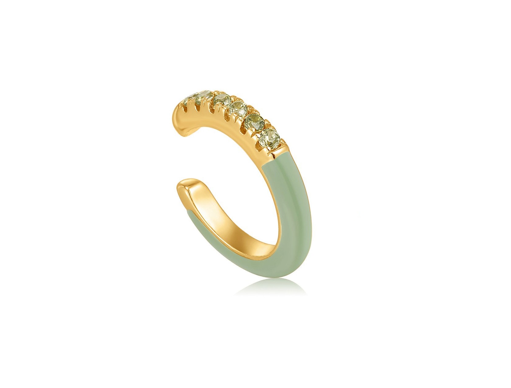 Women’s Gold / Green Sage Green Enamel Ear Cuff In Gold Gold Trip