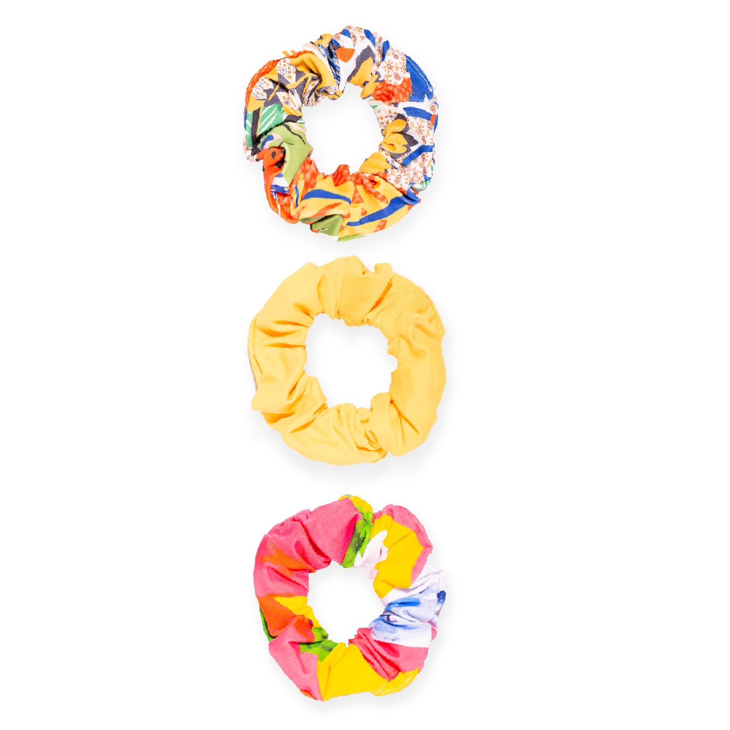 Women's Surprise Bag Of 3 Hair Scrunchies - 2 Patterned & 1 Solid Colored | Aulala Paris