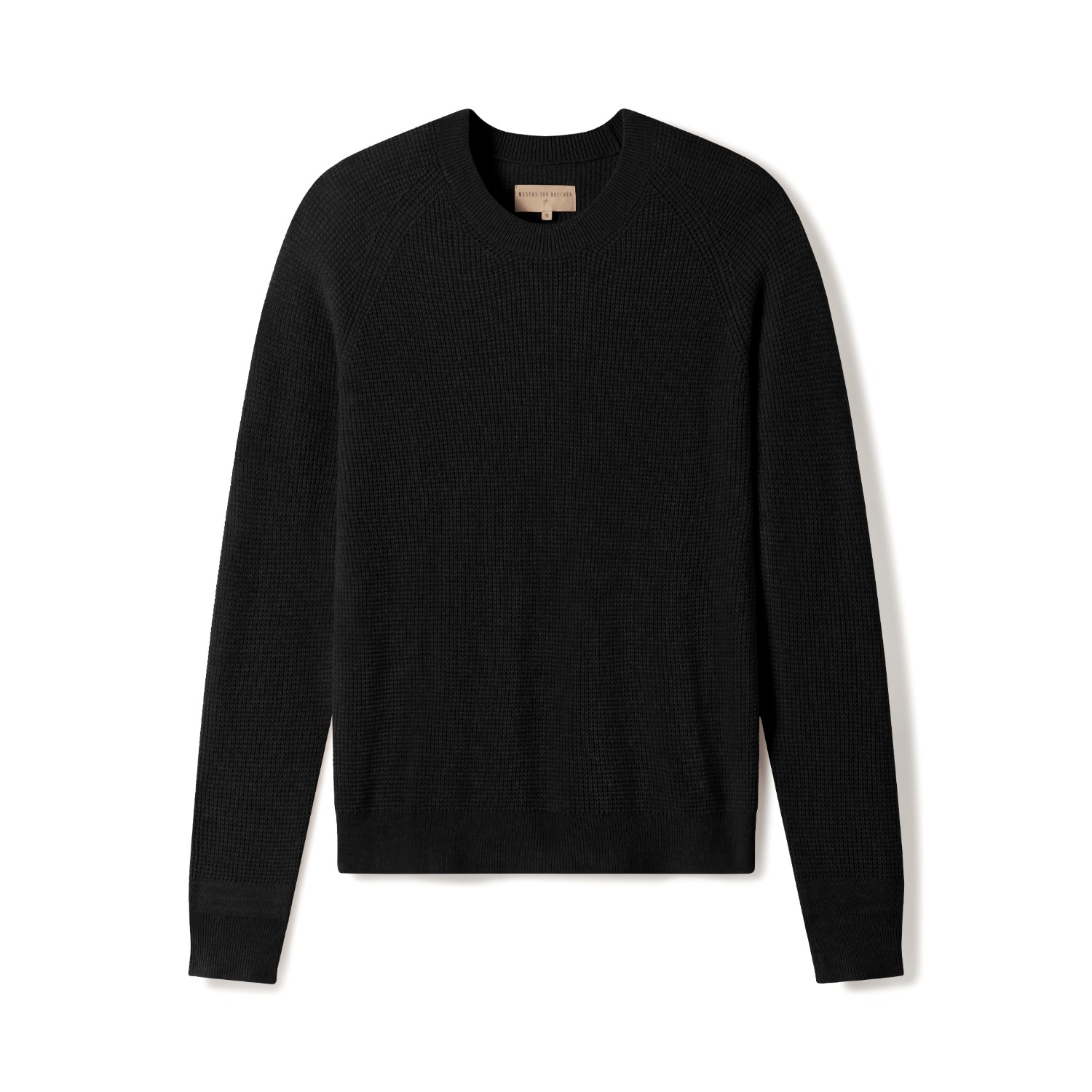 Weston Jon Boucher Black Valen Waffle Knit Cashmere And Wool Fitted Lightweight Sweater - Ebony In Black