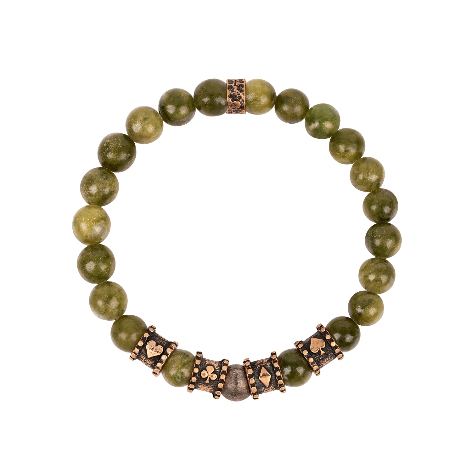 Karma And Luck Men's Green Exceptional Luck - Four Suits Jade Vegas Bracelet