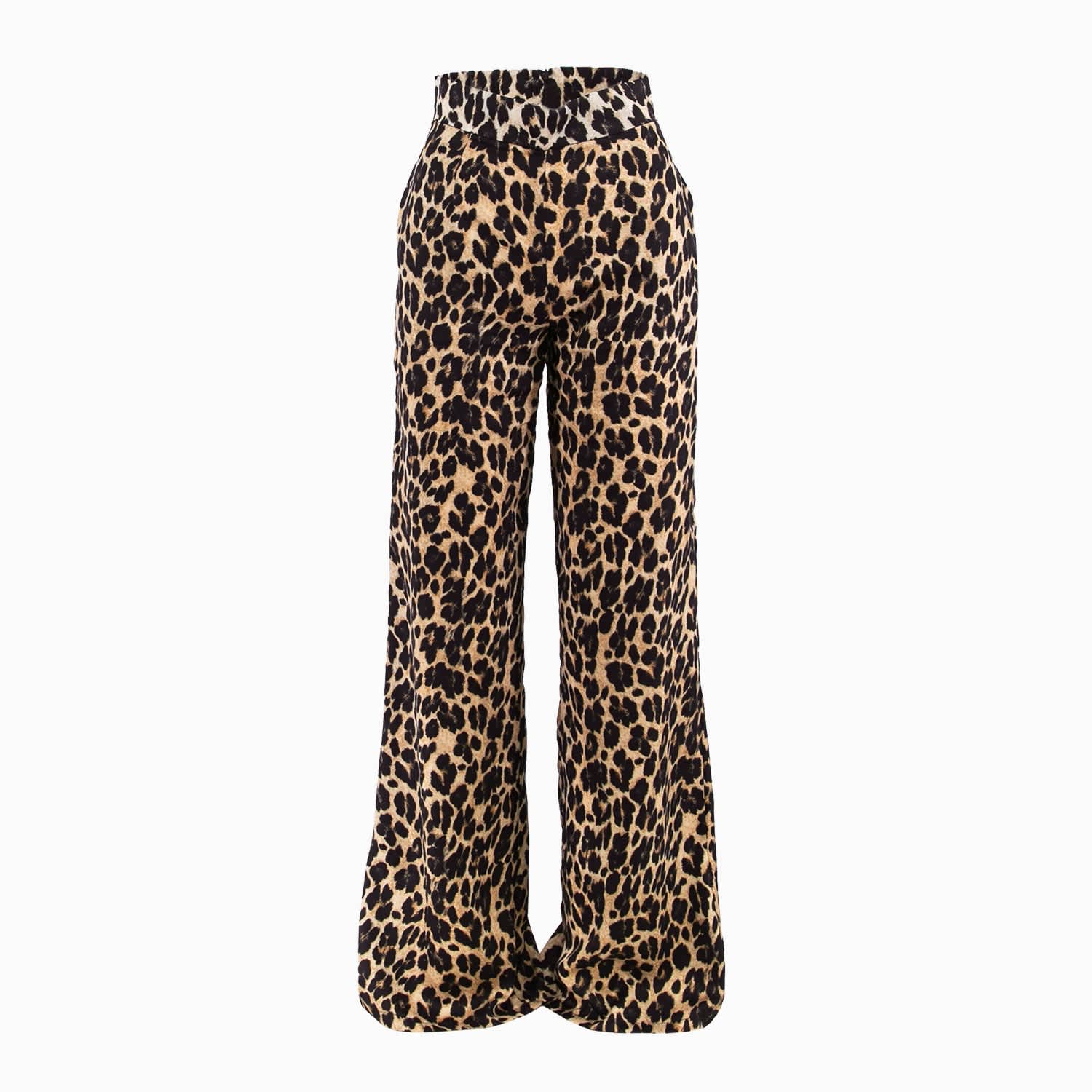 Brown Leopard Print Pants - Cider