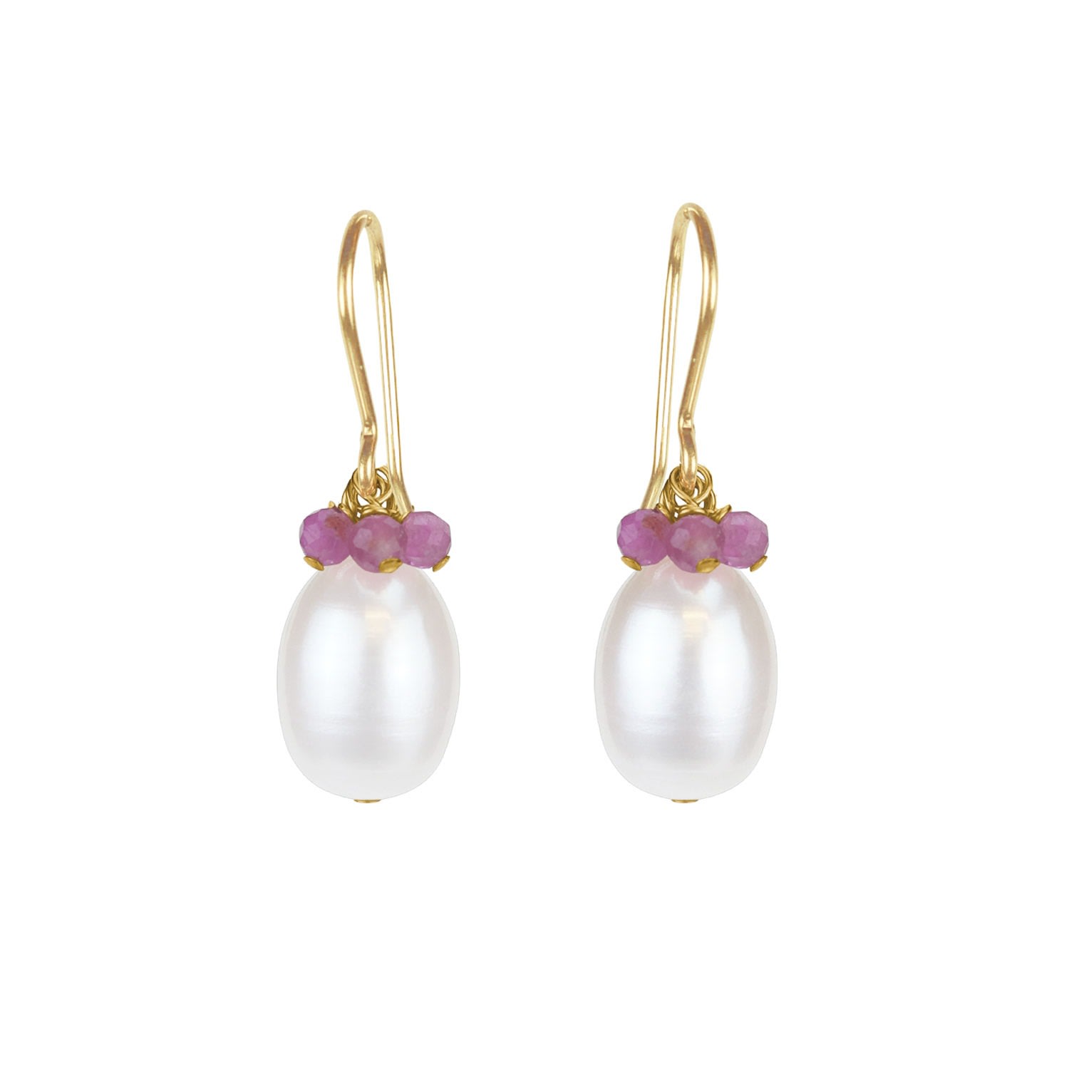 Mounir London Women's Gold / White / Pink Pearl & Pink Tourmaline Cluster Earrings In Multi
