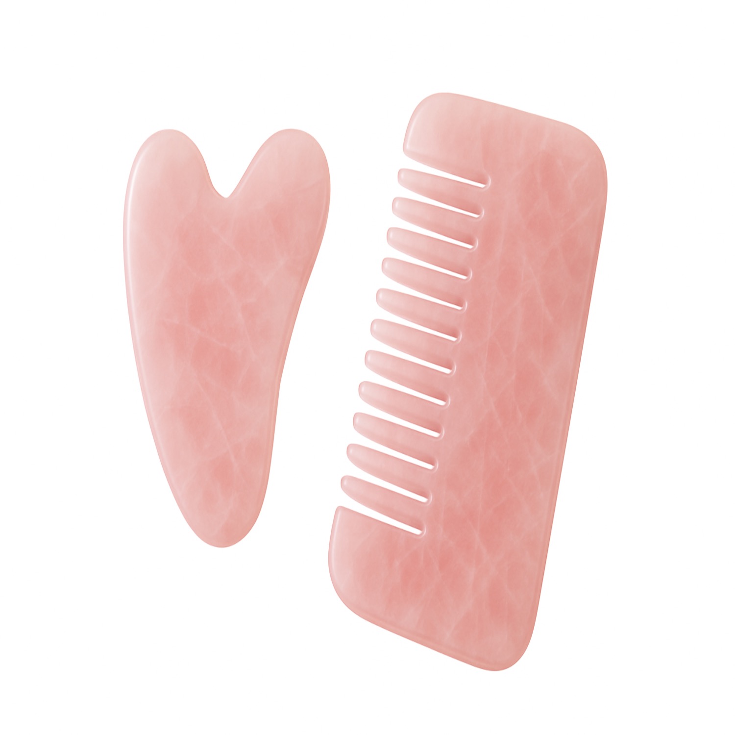 Isla Day Pink Ritual Rose Quartz Gua Sha & Crystal Comb Set