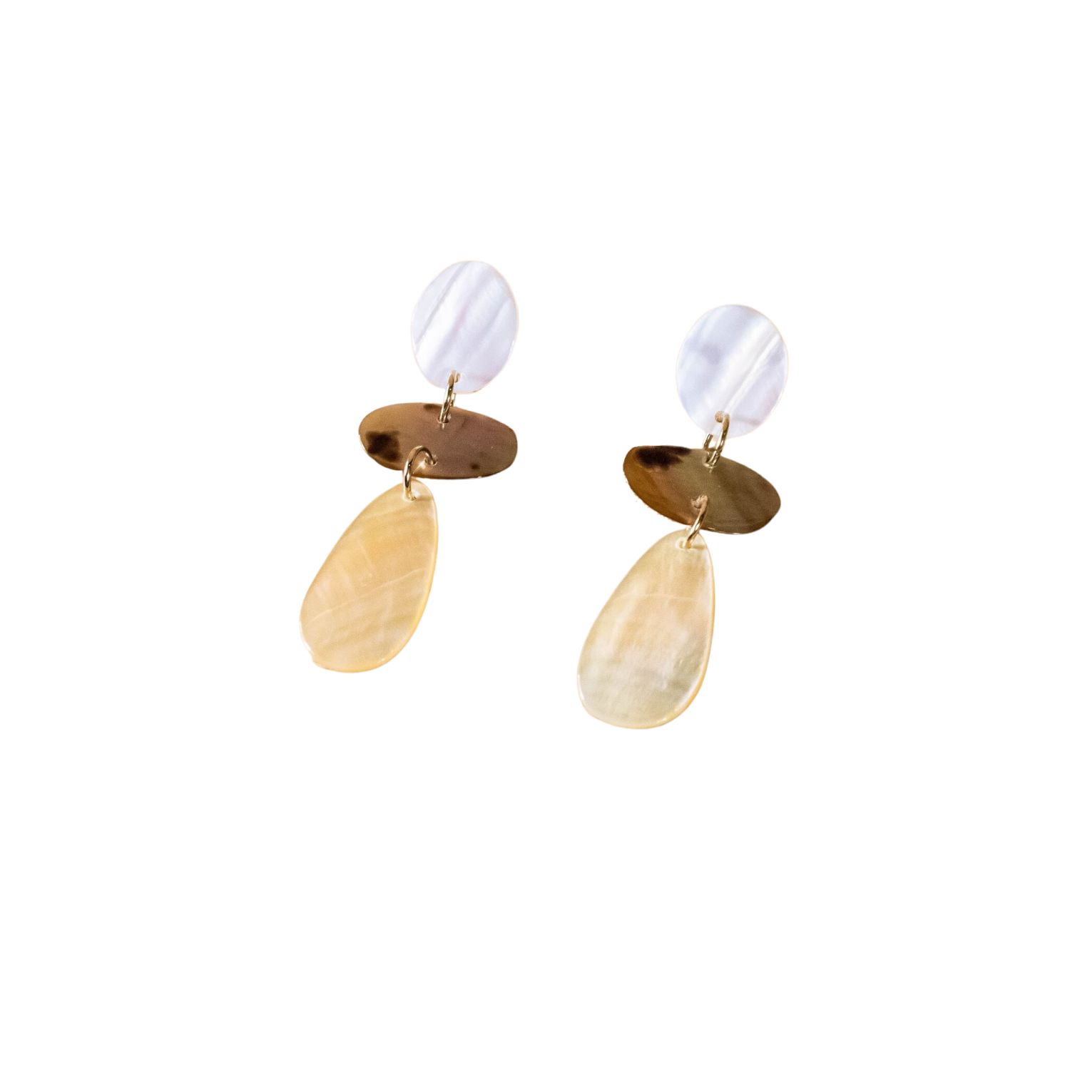 Women’s Tricolor Raindrop Mother-Of-Pearl Earrings Likh