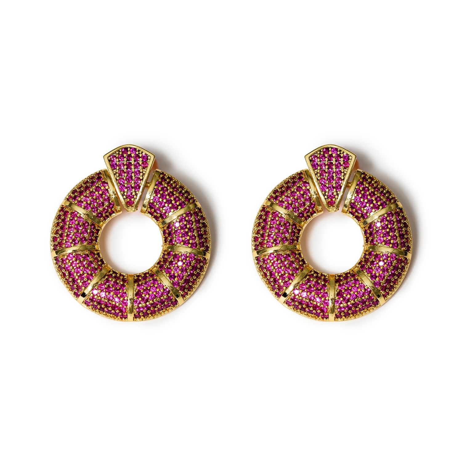 Kybele Studio Women's Gold / Pink / Purple Donut Hoop Earrings In Pink