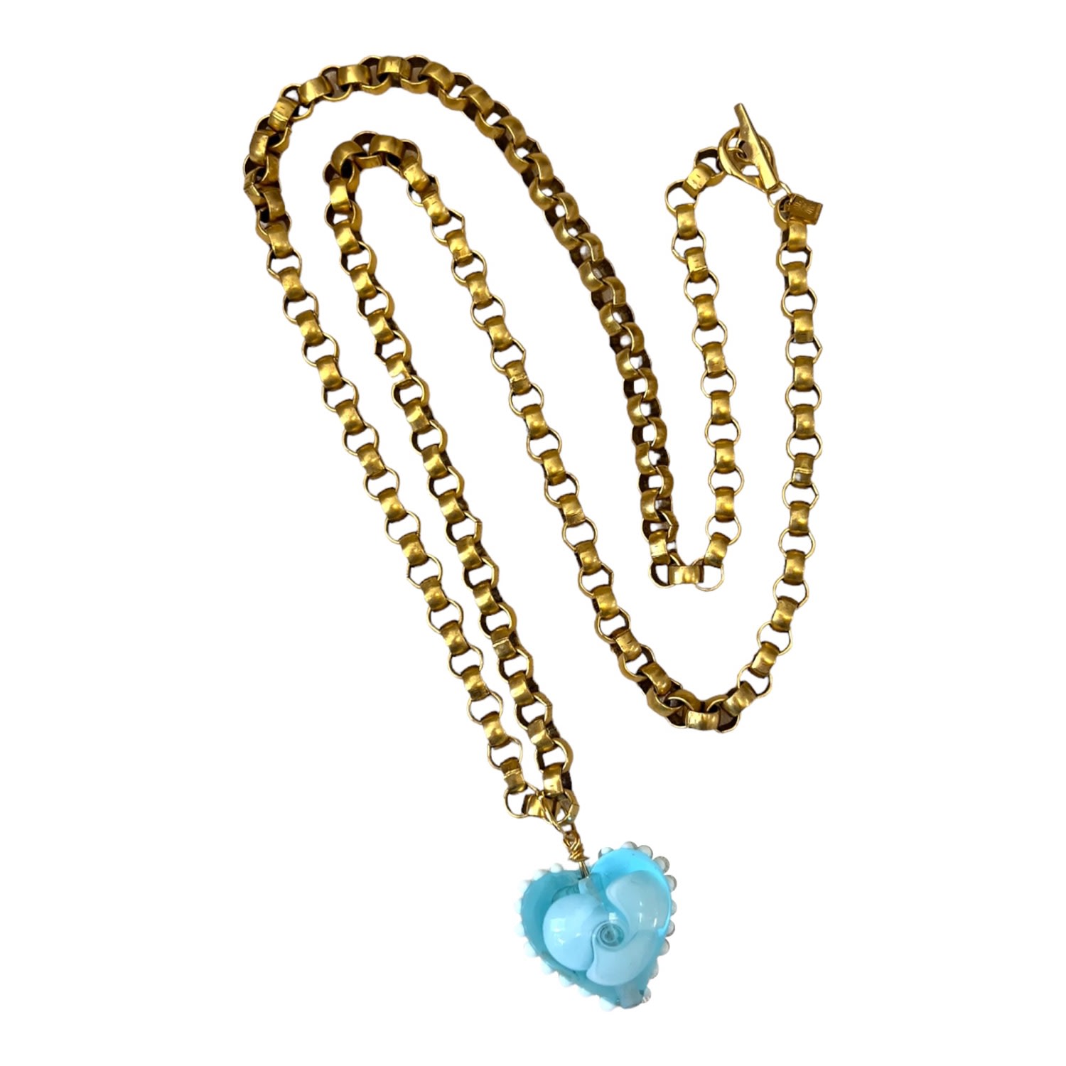 Women’s Blue / Gold Rosie Lampwork Heart Necklace - Aquamarine Sccollection