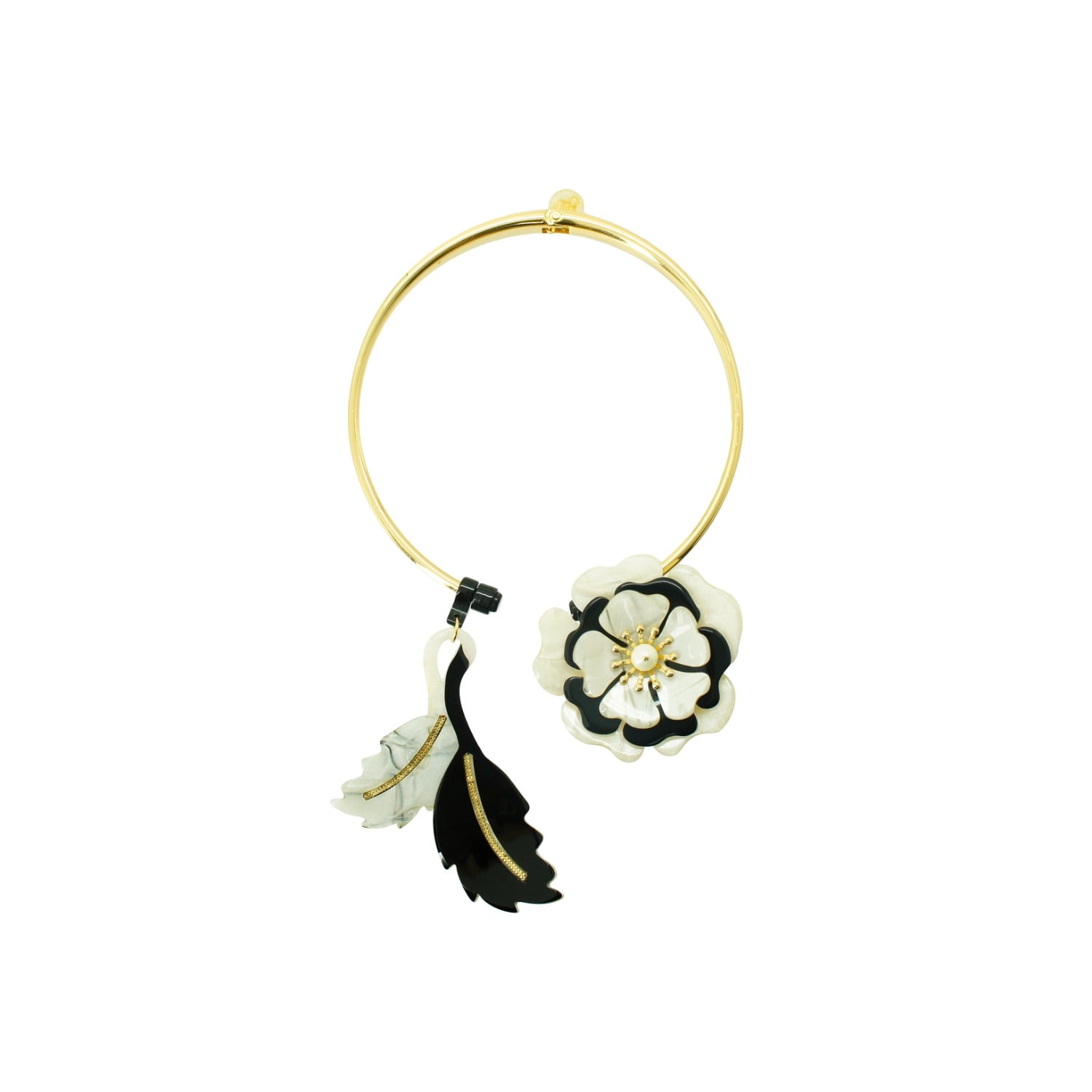 Gissa Bicalho Women's Black / Neutrals Handmade Acrylic Necklace Choker Camelia In Gold